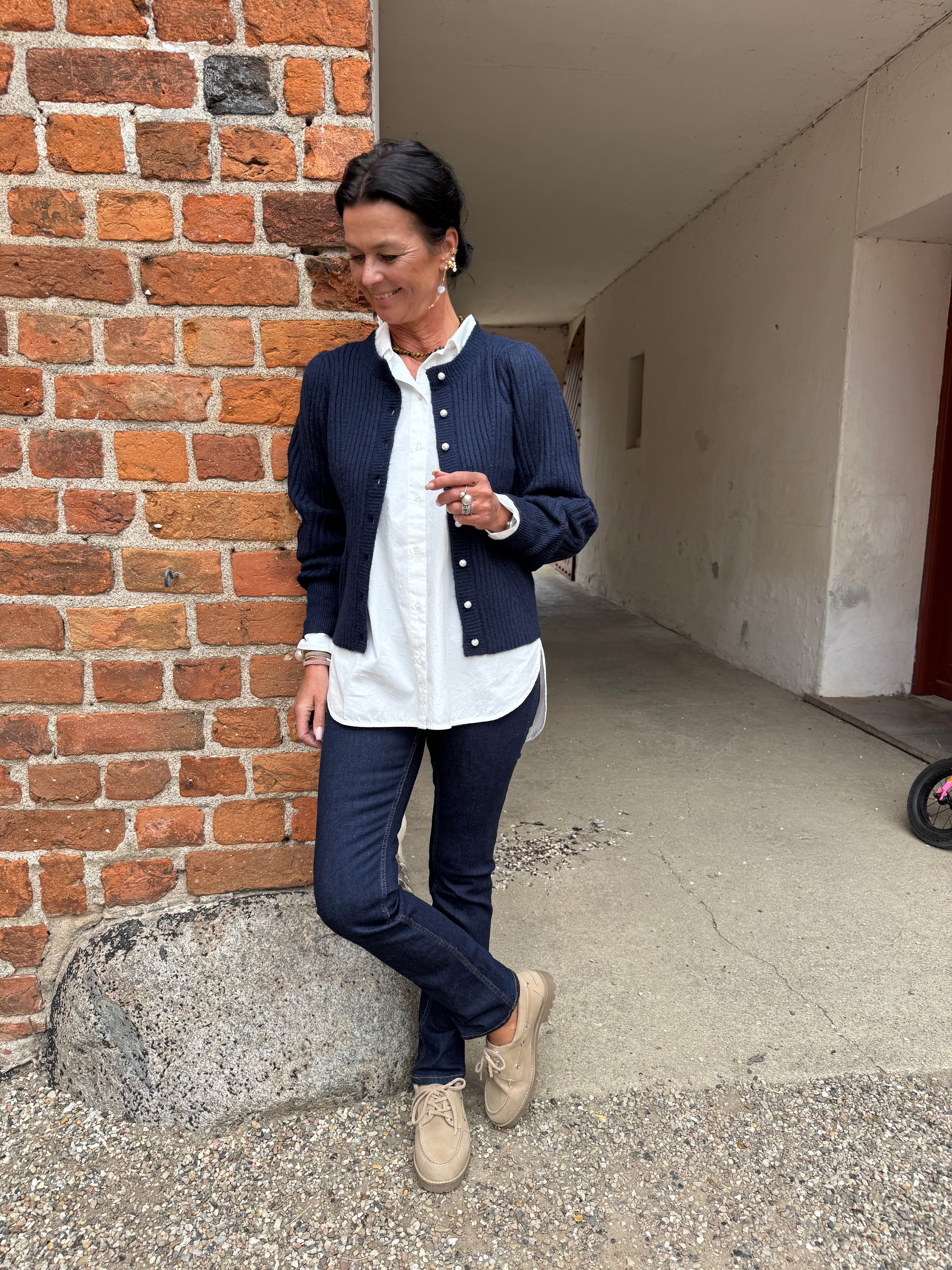 Neo Noir Cardigan - Puli Strik Cardigan i Navy