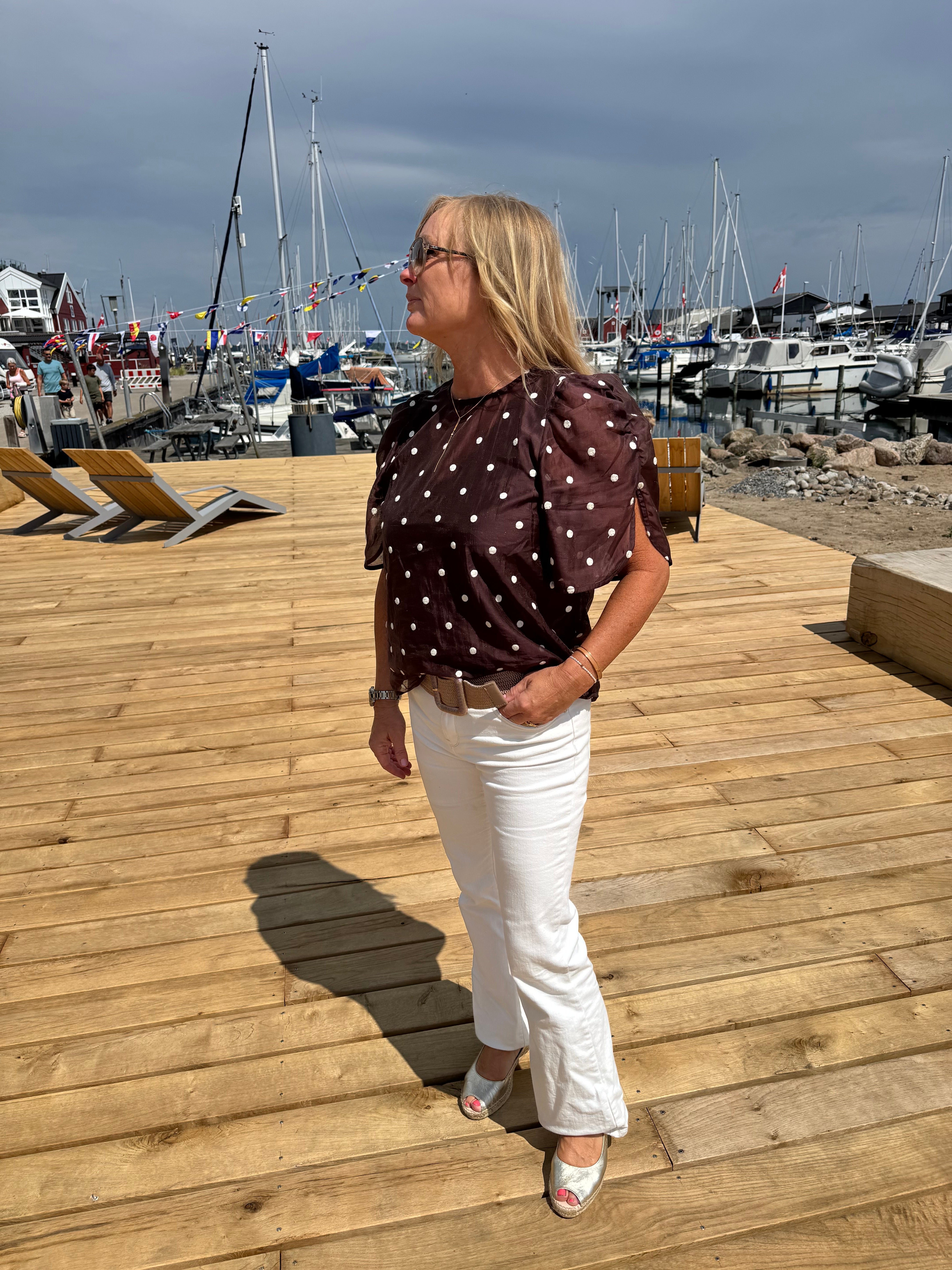Co´Couture Bluse - DitaCC Dot SS Bluse i Dark Brown