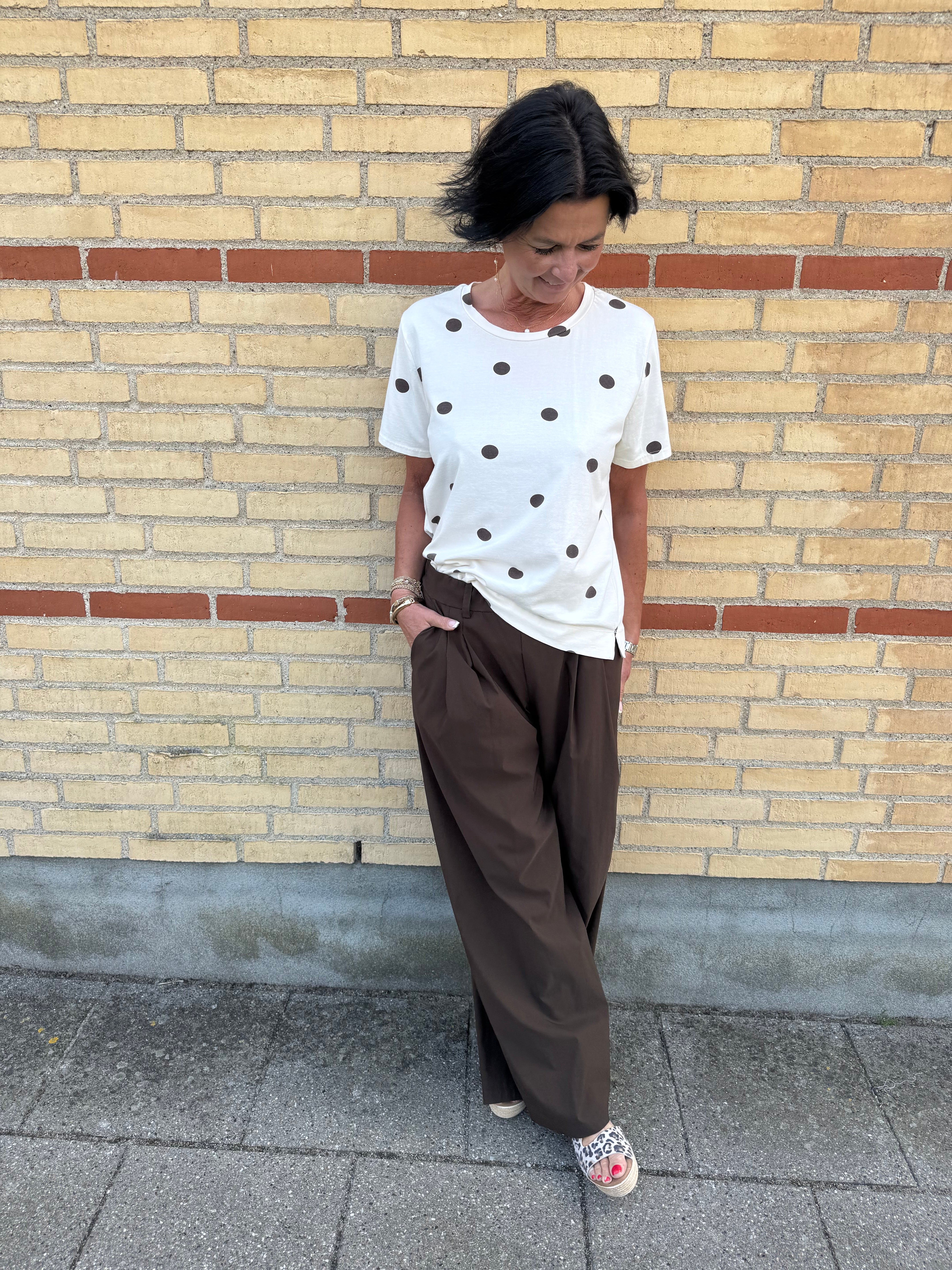 Black Colour T-shirt - BcZelda T-shirt i Coffee Dots
