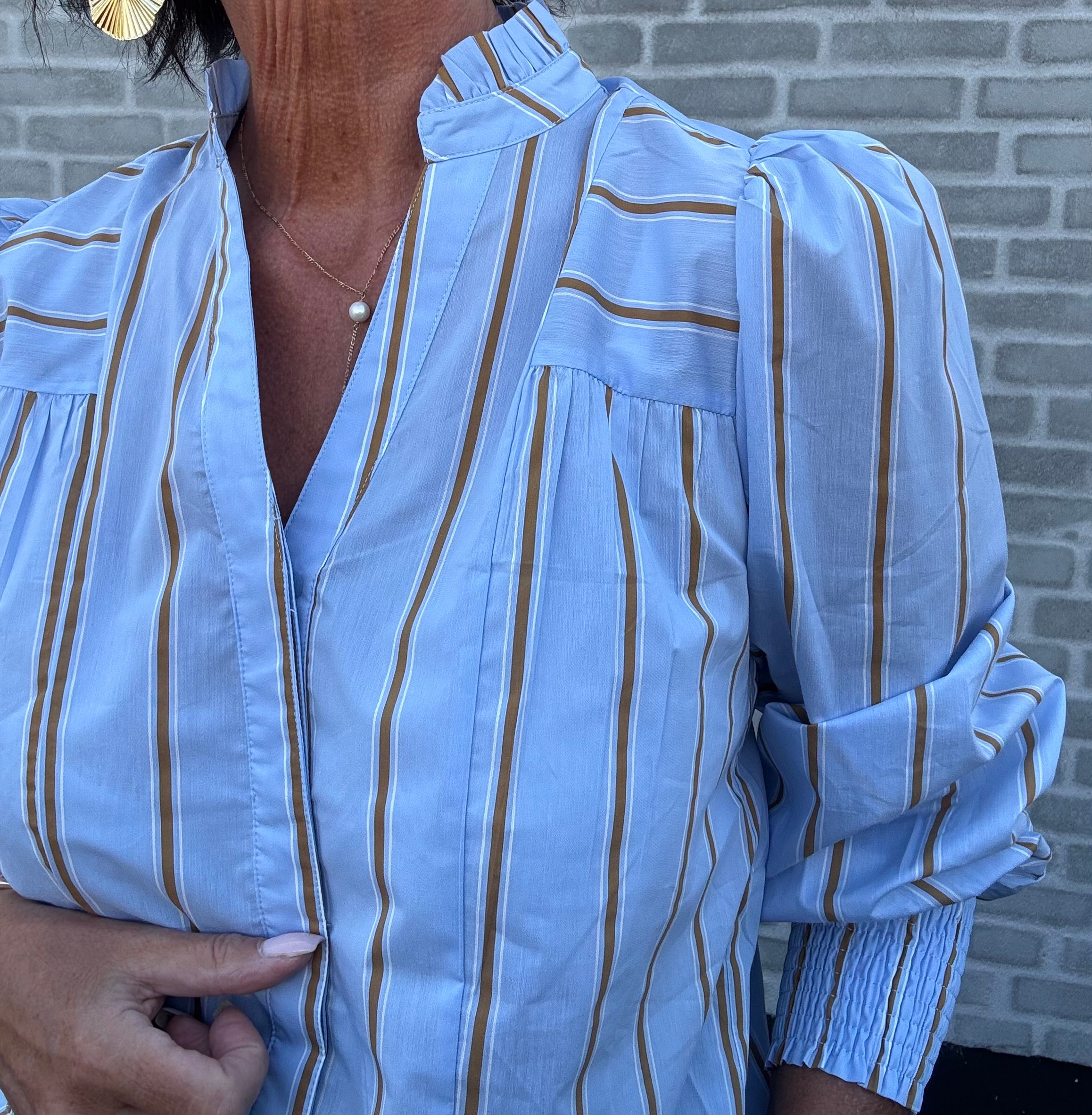 Co´Couture Skjorte - AmoraCC Stribet Skjorte i Pale Blue