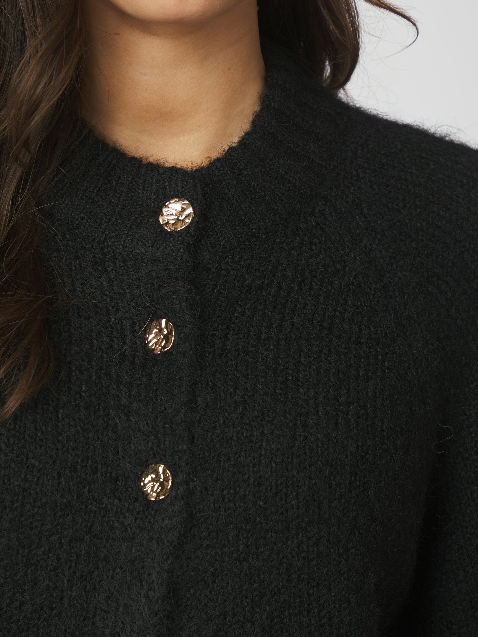 Neo Noir Cardigan - Benuta Strik Cardigan i Sort