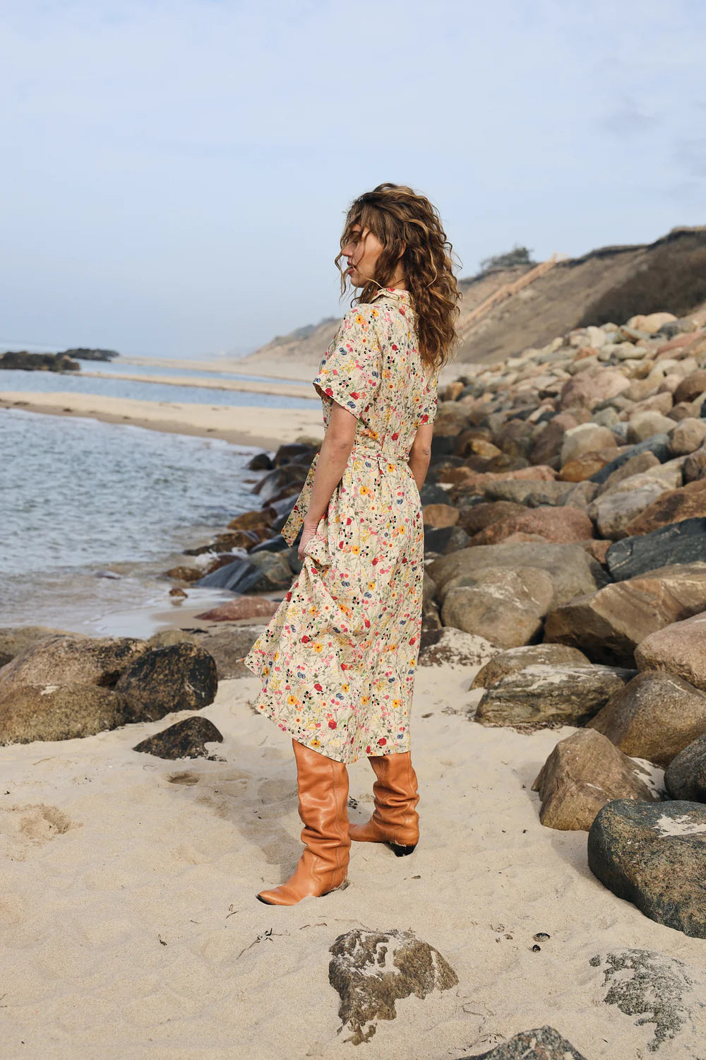Lollys Laundry Kjole - BlakeLL Midi Kjole SS i Flower Print