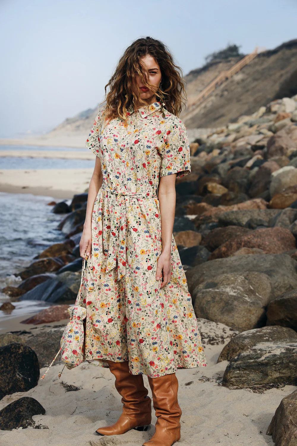 Lollys Laundry Kjole - BlakeLL Midi Kjole SS i Flower Print