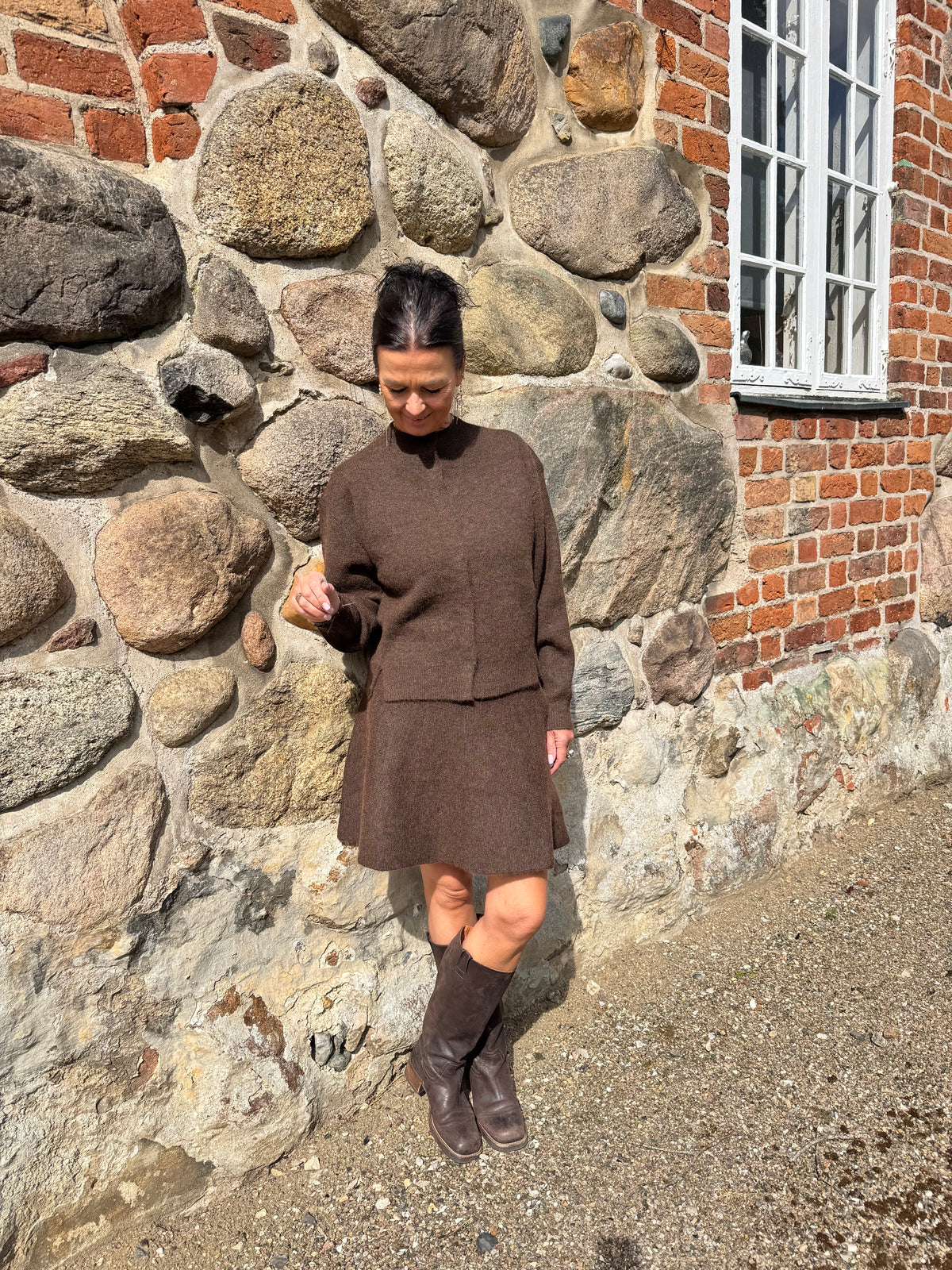 Neo Noir Nederdel - Renata Fliffy Strik Nederdel i Brown Melange