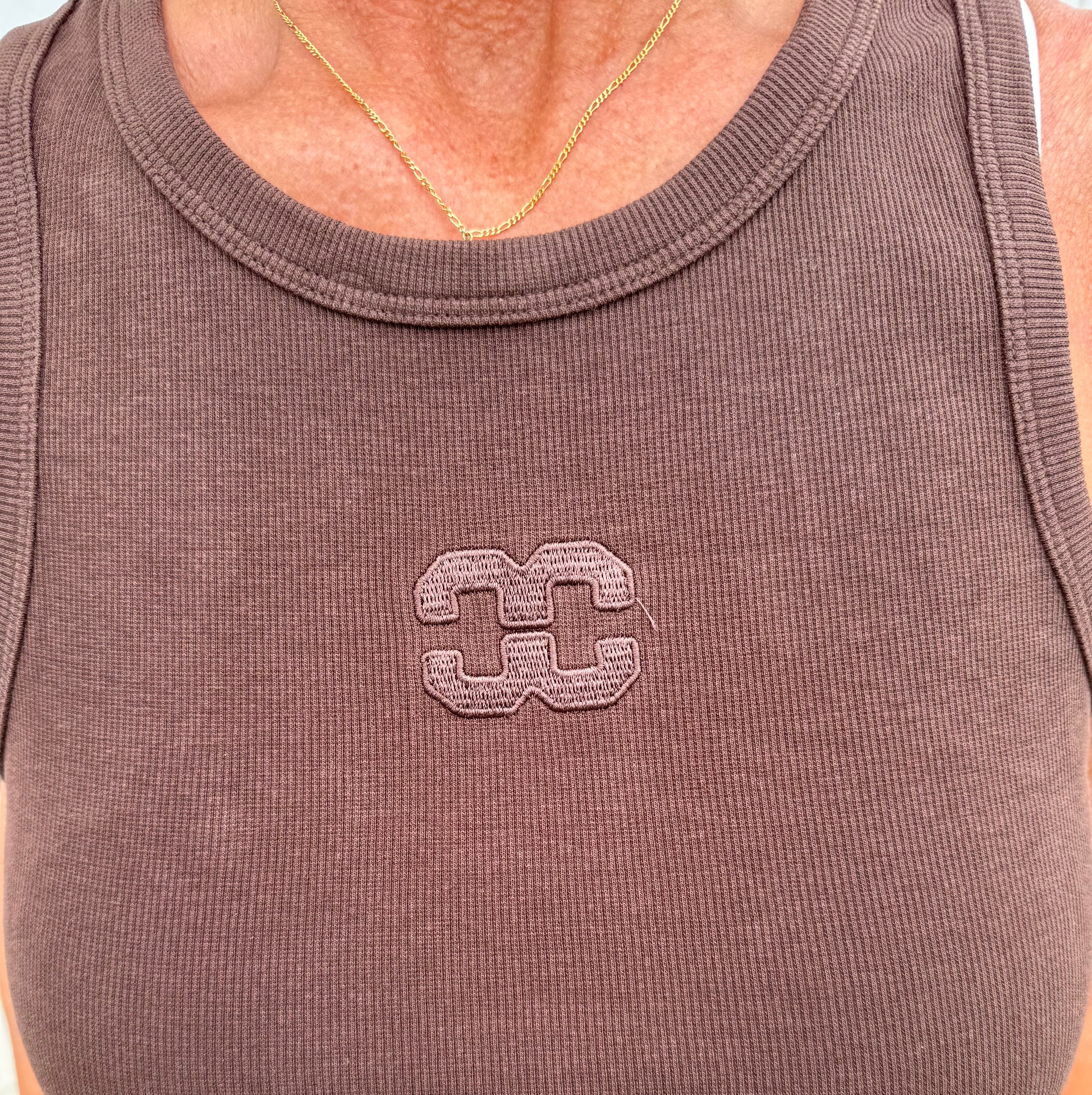 Co´Couture Top - SaharaCC Embroidery Tank Top i Mocca
