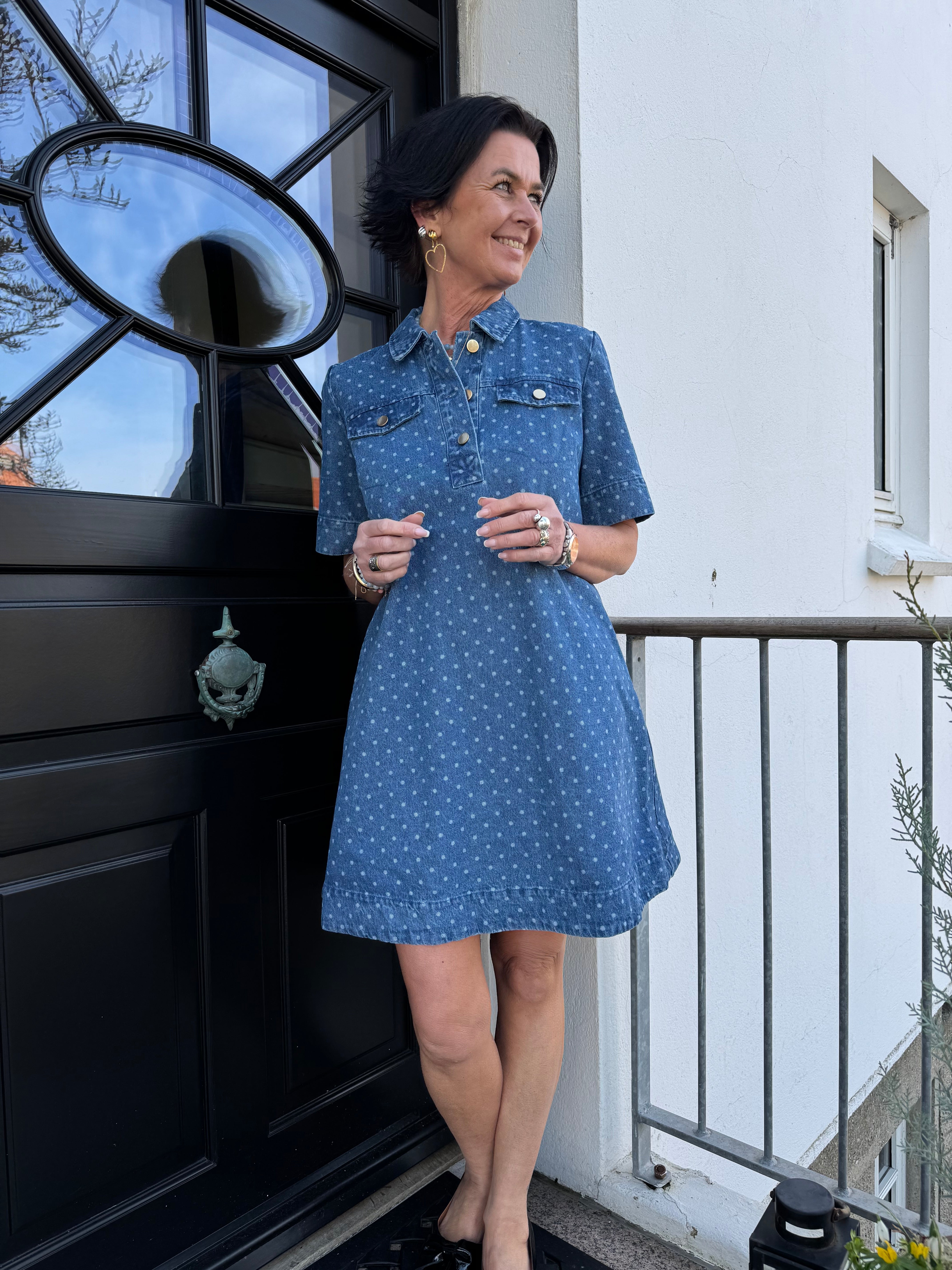 Nümph Kjole - NuHaddie Kjole i Medium Blue Denim Prik