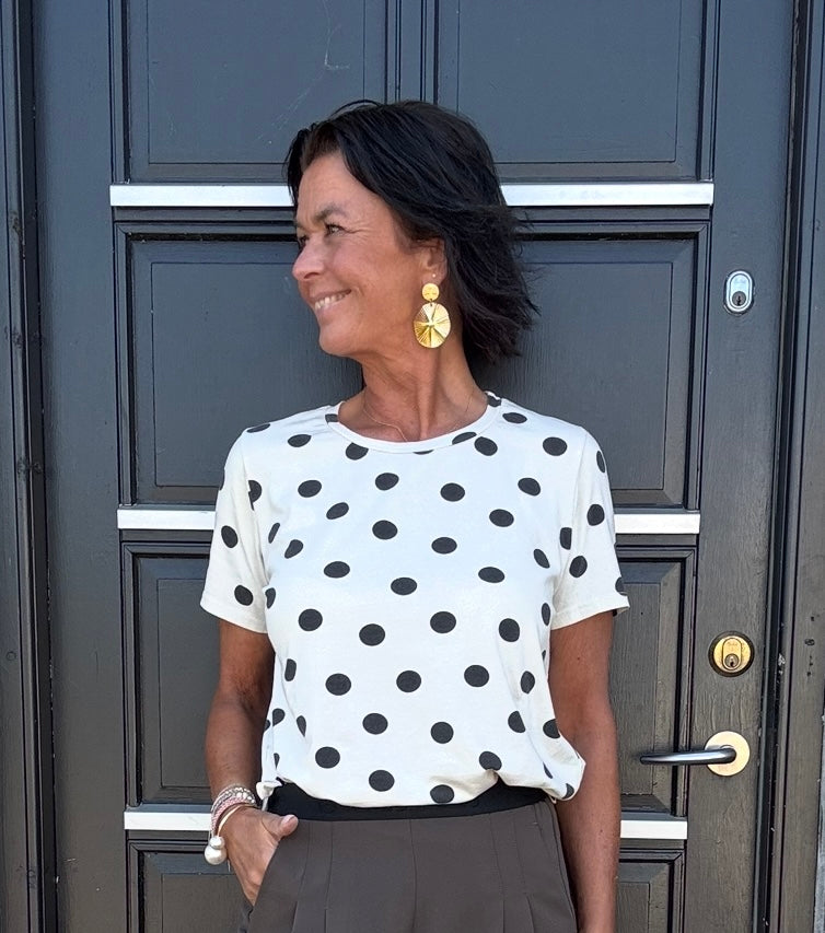 Black Colour T-shirt - BcZelda T-shirt i Creme med Sorte Dots