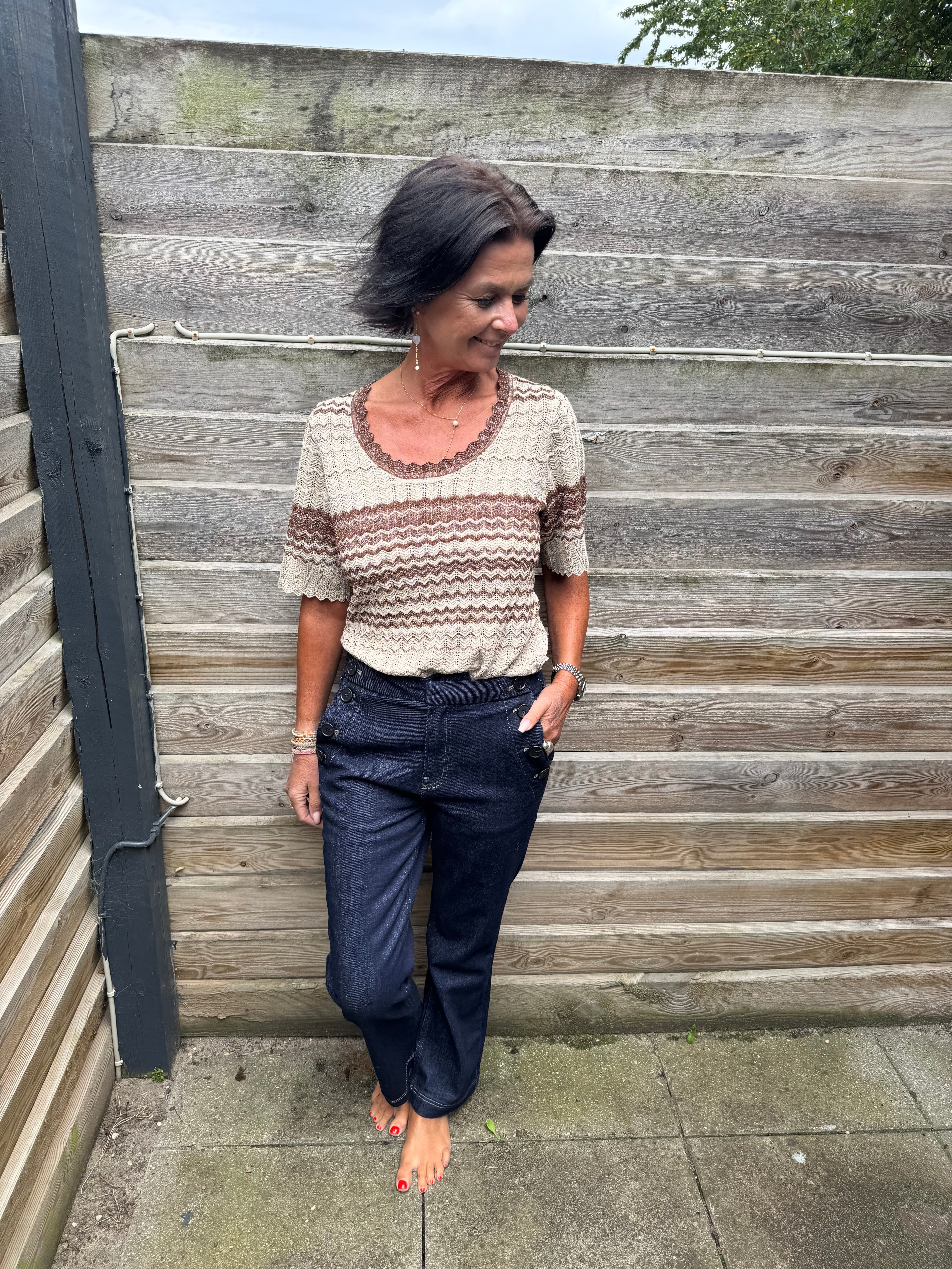 Neo Noir Bluse - Meiko Stitch Strik Bluse i Brown