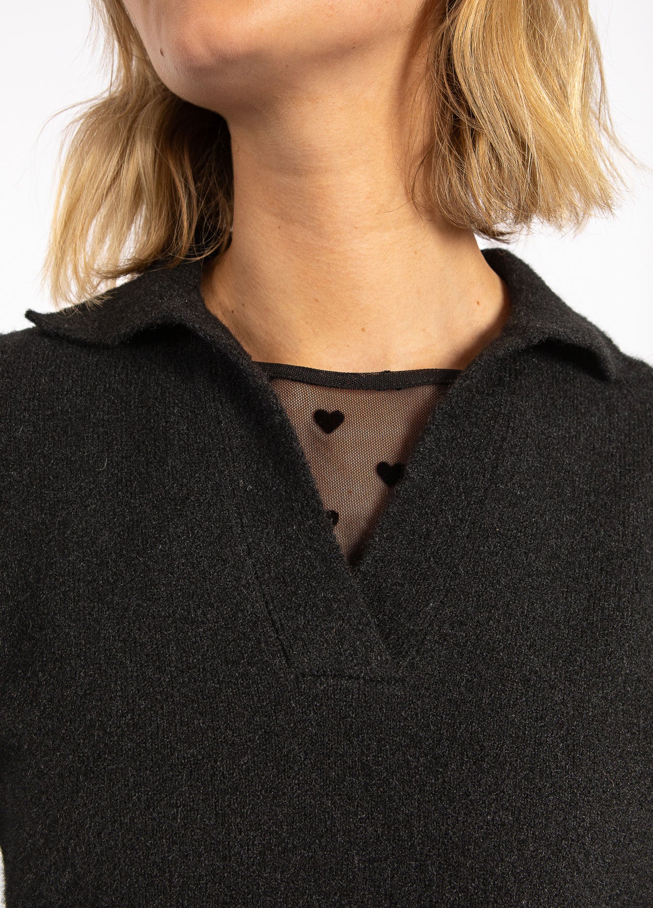 Coster Copenhagen Vest - CC Heart Emerie Strik Polo i Sort