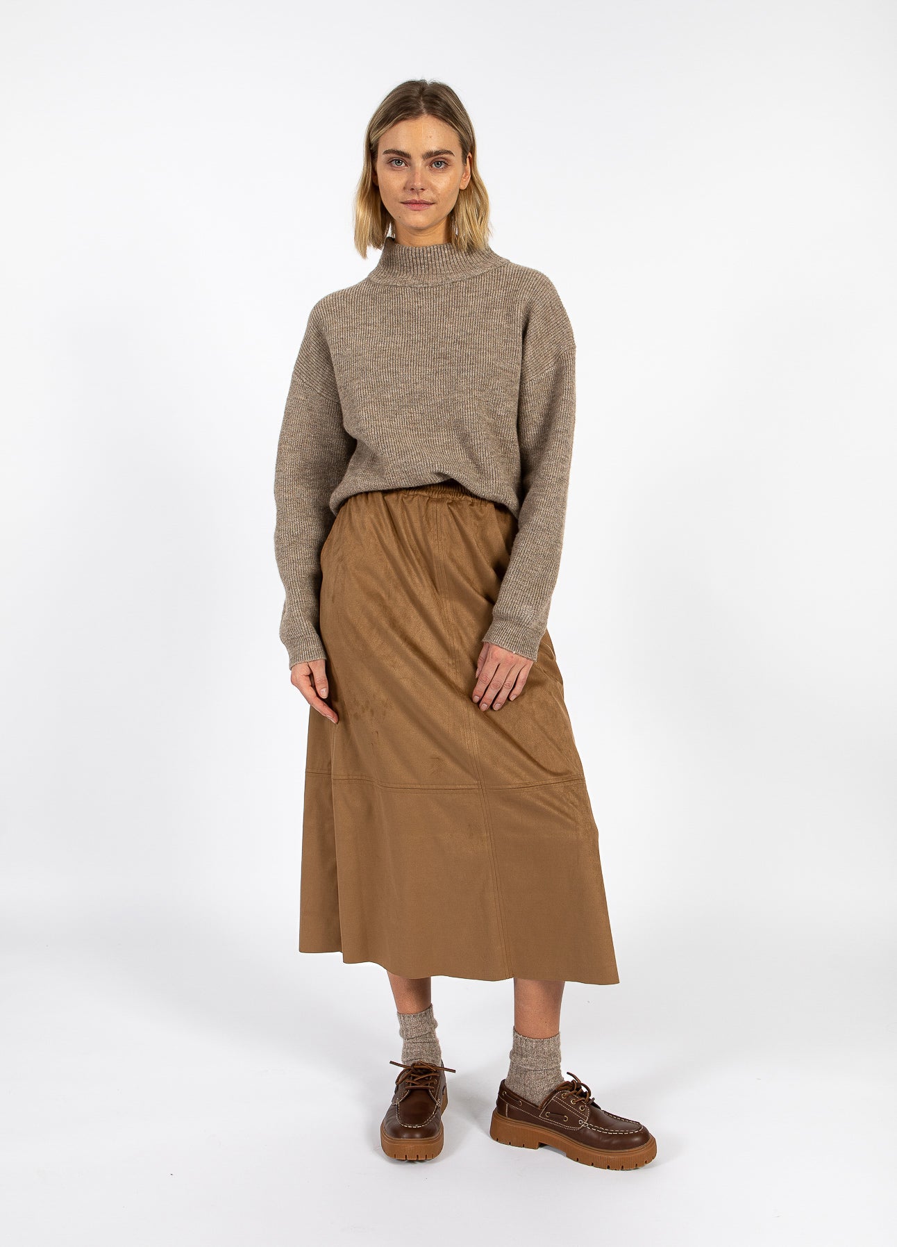 Coster Copenhagen Nederdel - CC Heart Romy Lang Nederdel i Golden Brown