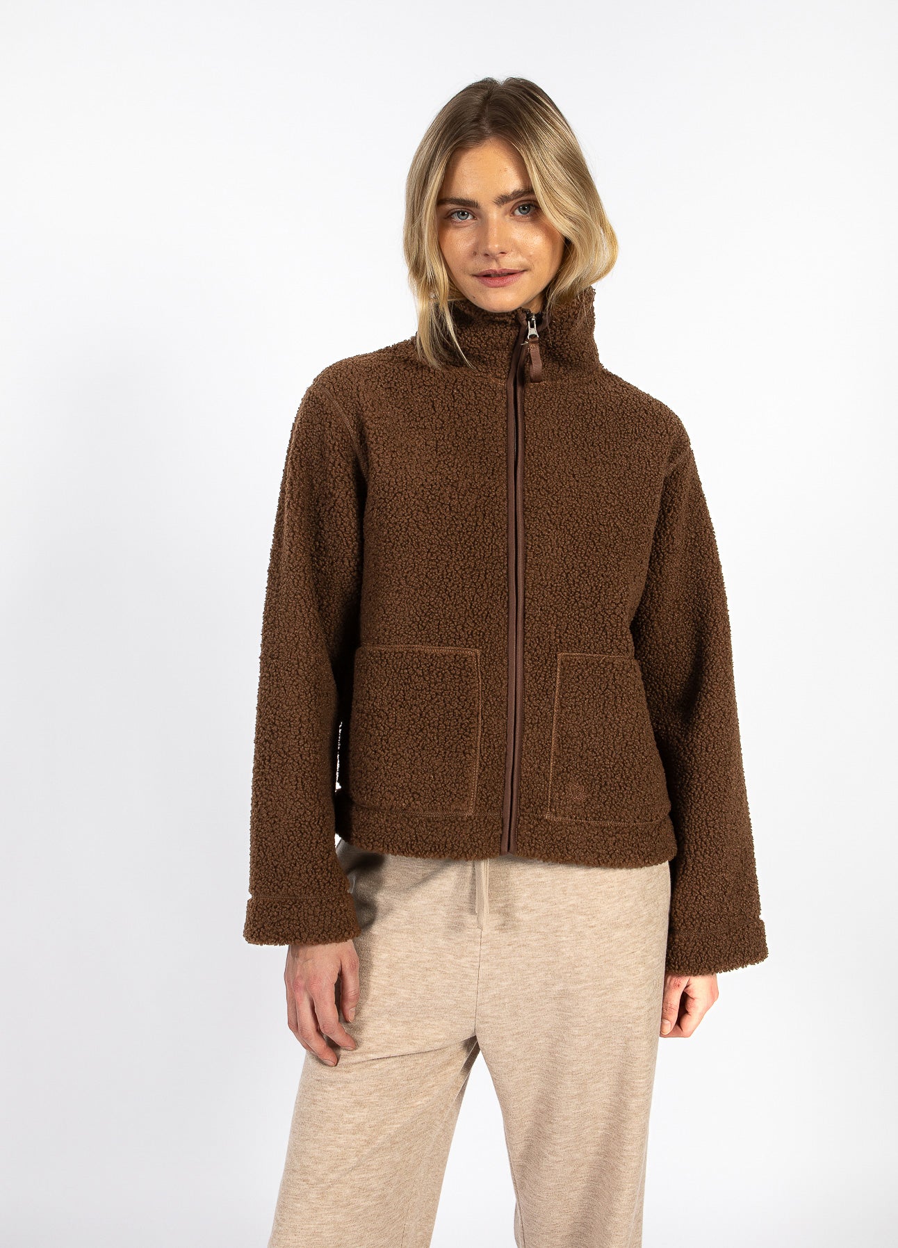 Coster Copenhagen Sweater - CC Heart Jamie Fleece Zip Sweater i Chocolate Brown