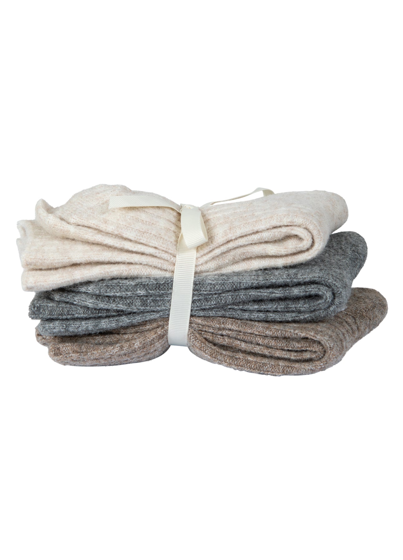 Coster Copenhagen Strømper - CC Heart Cozy Uld Strømper i Hazel Melange, GGrå Melange, Off White