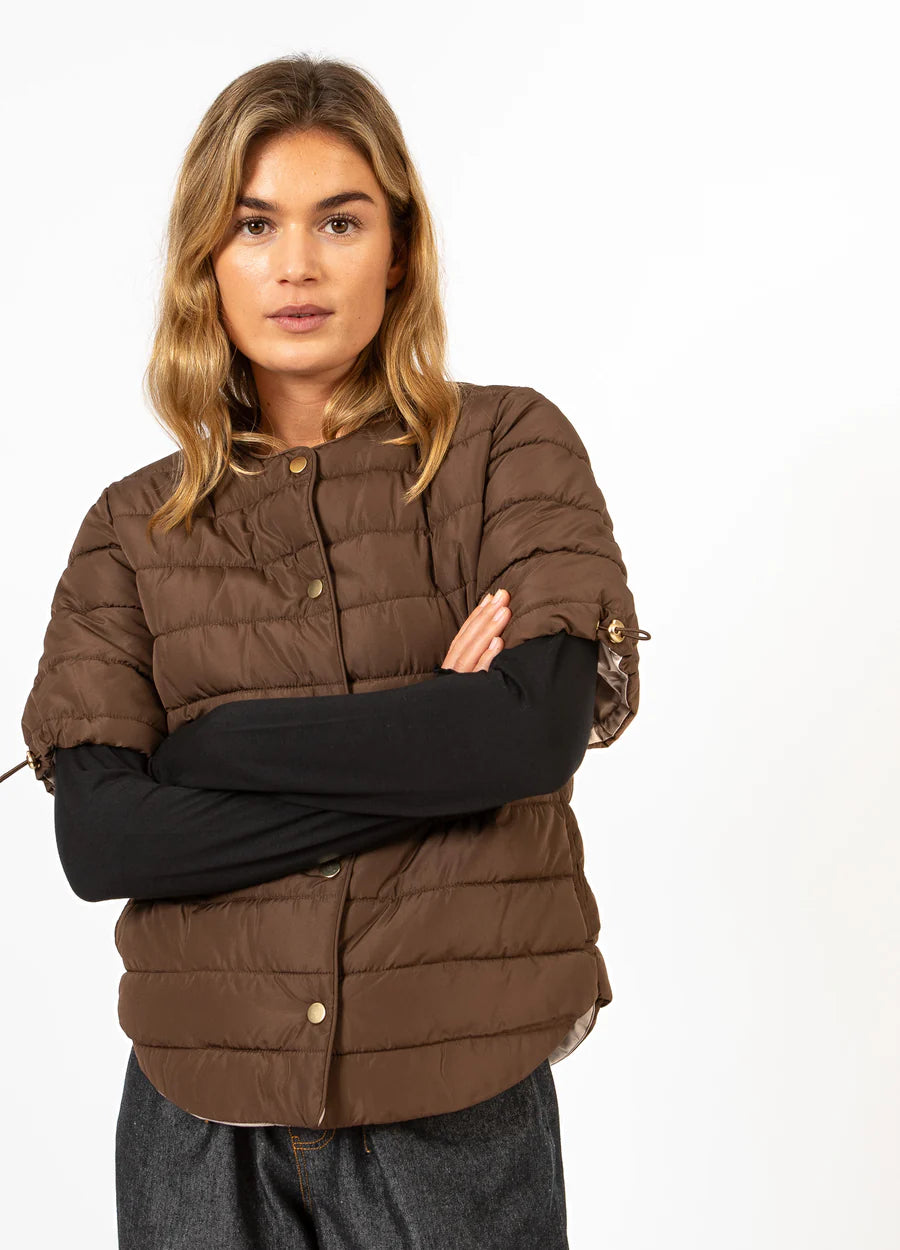 Coster Copenhagen Jakke - CC Heart Asta Quiltet Kort Ærmet Jakke i Chocolate Brown