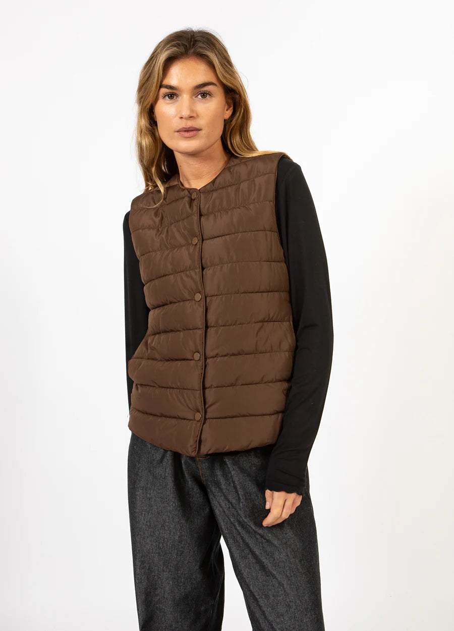 Coster Copenhagen Vest - CC Heart Asta Quiltet Vest i Chocolate Brown