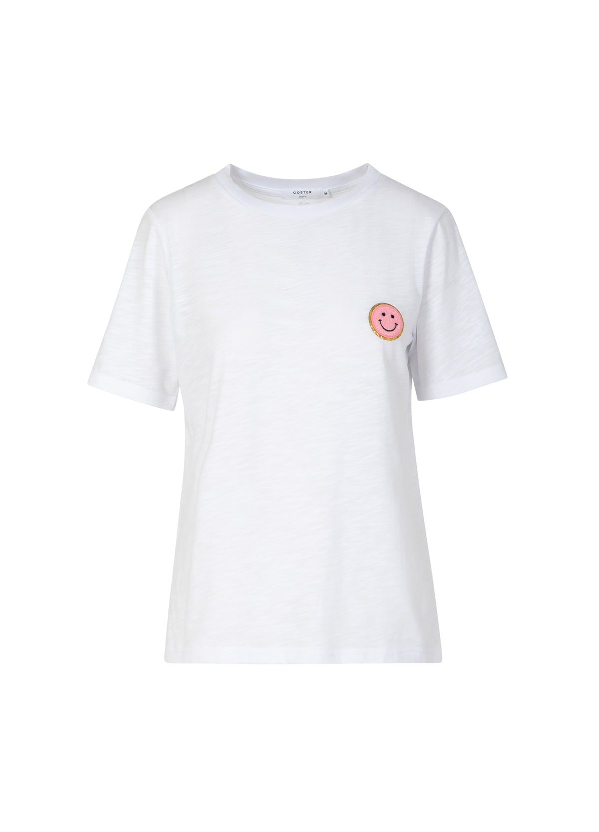 Coster Copenhagen T-shirt - 1505 Smile T-shirt i Hvid Med Pink Smiley