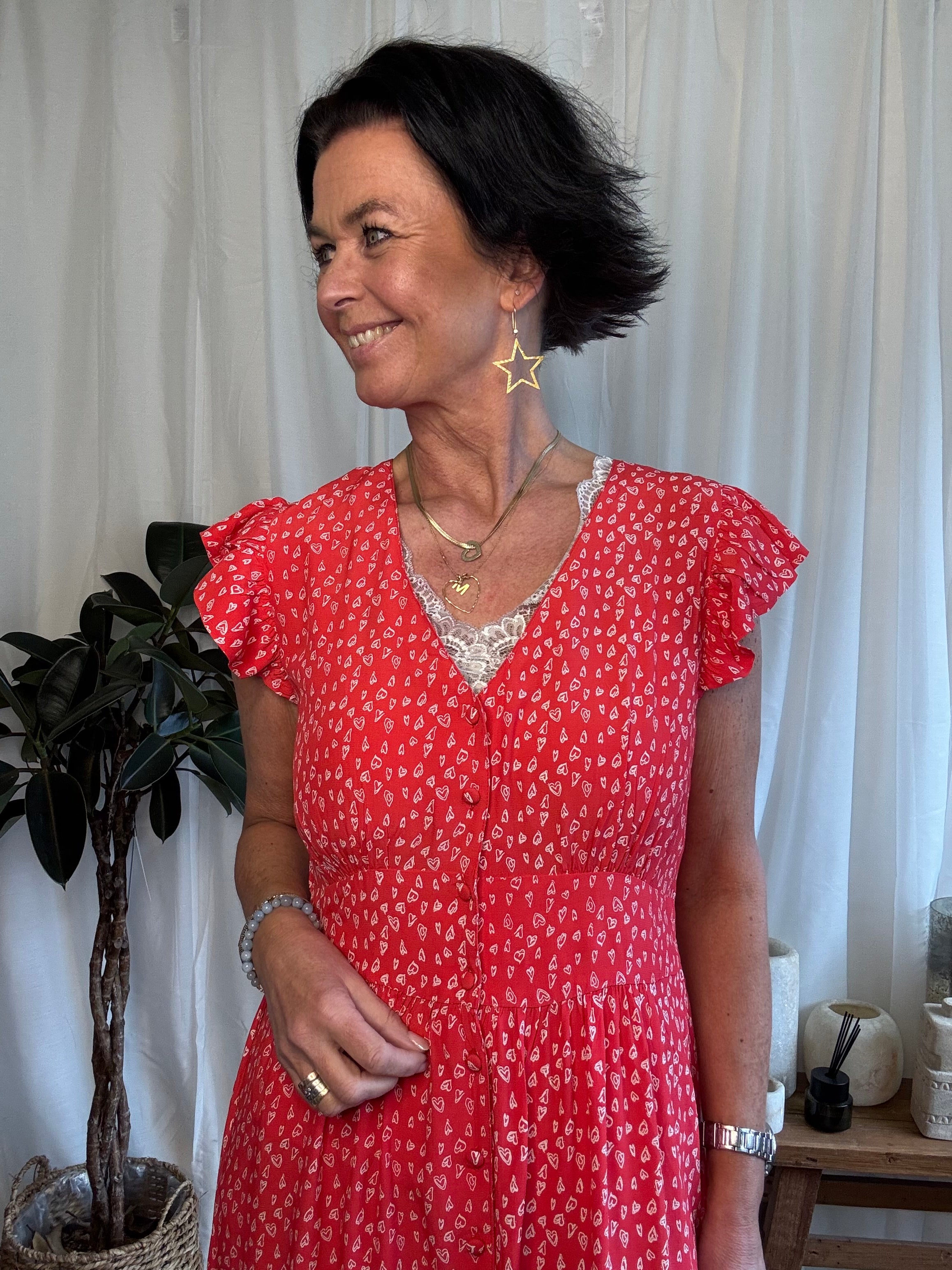 Atelier Rêve Kjole - IRYrsa Kjole i Rød Med Blomster