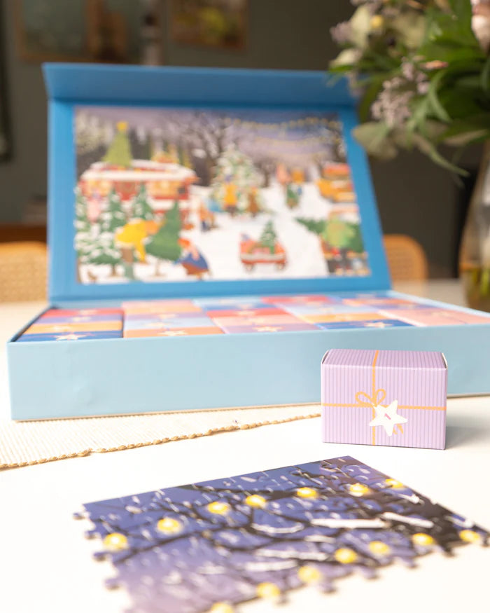 Visse Vasse Puslespil - Christmas Tree & Snowflakes, Kalender Puslespil