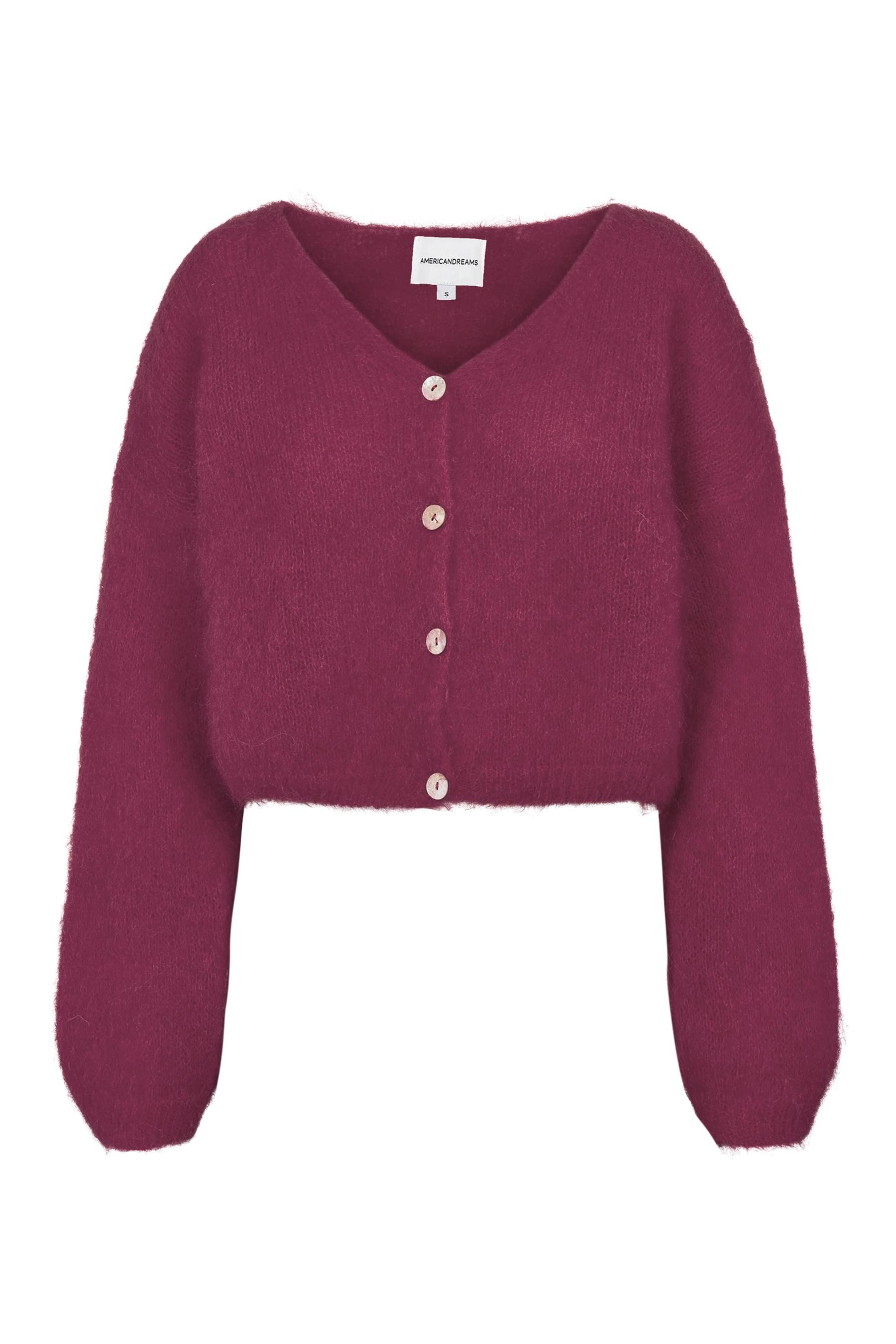 Americandreams Strik - Cornelia Cropped Strik Cardigan i Bordeaux