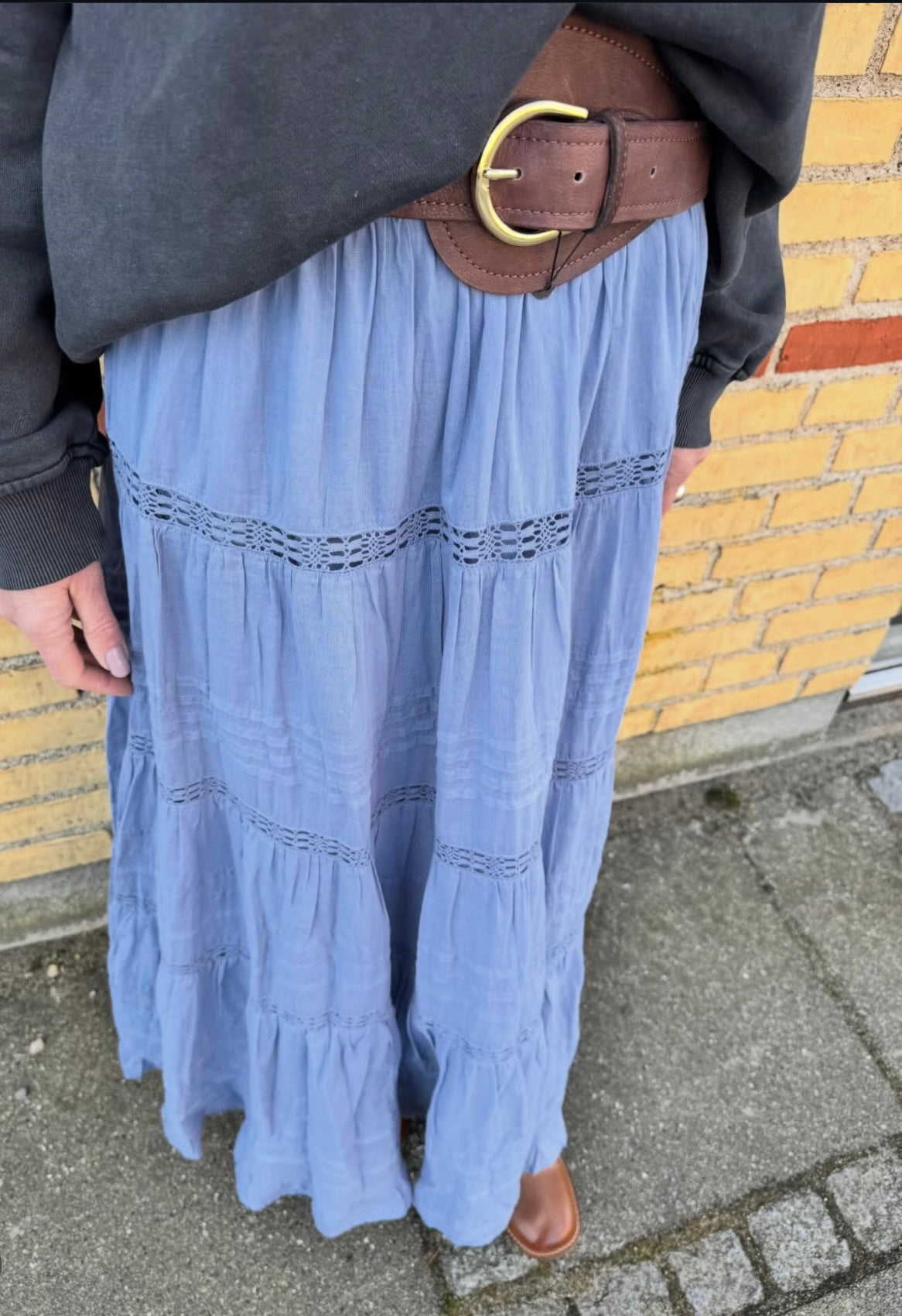 Neo Noir Nederdel - Felicia S Voile Nederdel i Smoke Blue