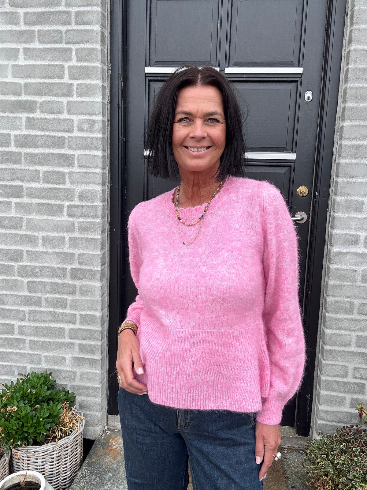 Nümph Strik - NuSuri Peplum Strik Bluse i Bonbon Lyserød