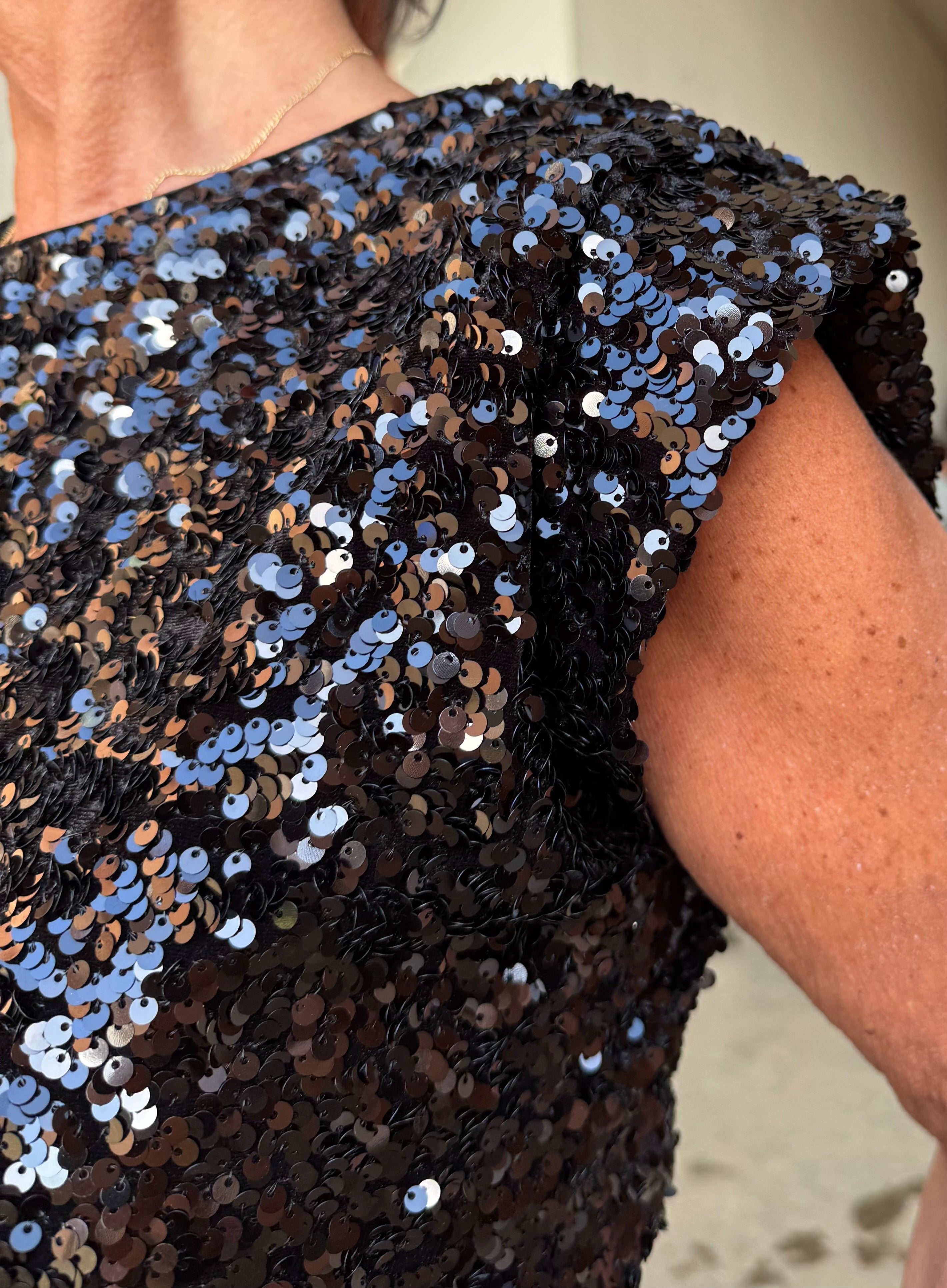 Co´couture Top - RoslynCC Sequin Top i Sort