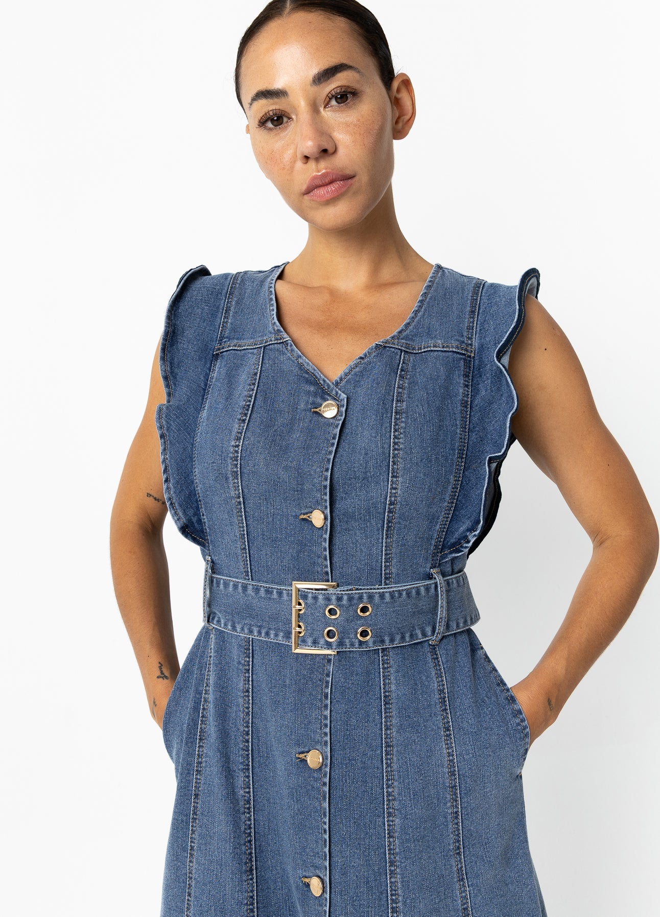 Coster Copenhagen Kjole - Denim Kjole i Light Blue Denim