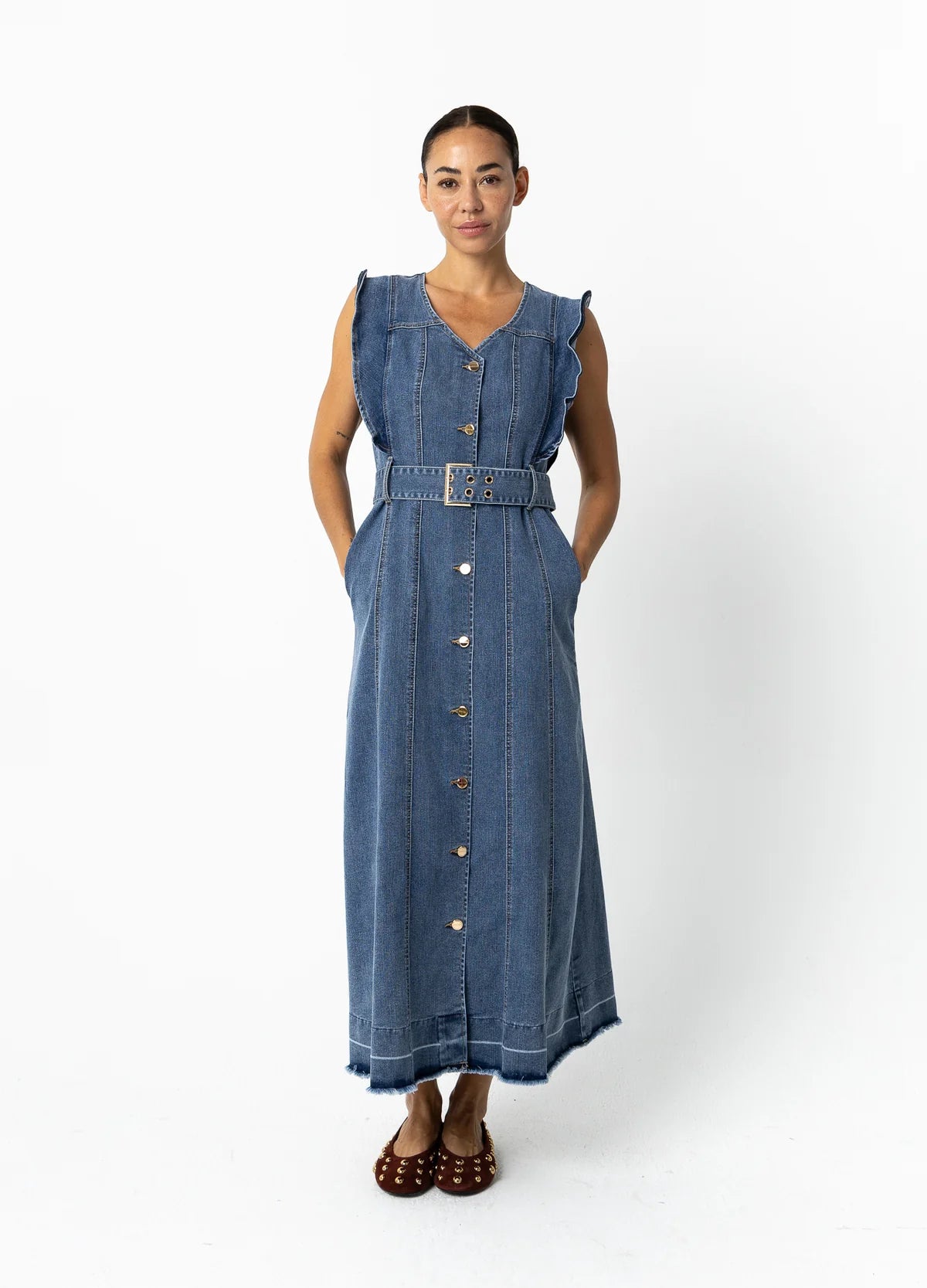 Coster Copenhagen Kjole - Denim Kjole i Light Blue Denim