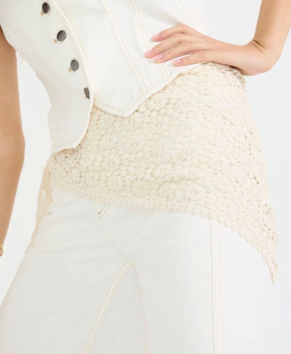 Co´couture Tørklæde - CalinCC Crochet Tørklæde i Off-White