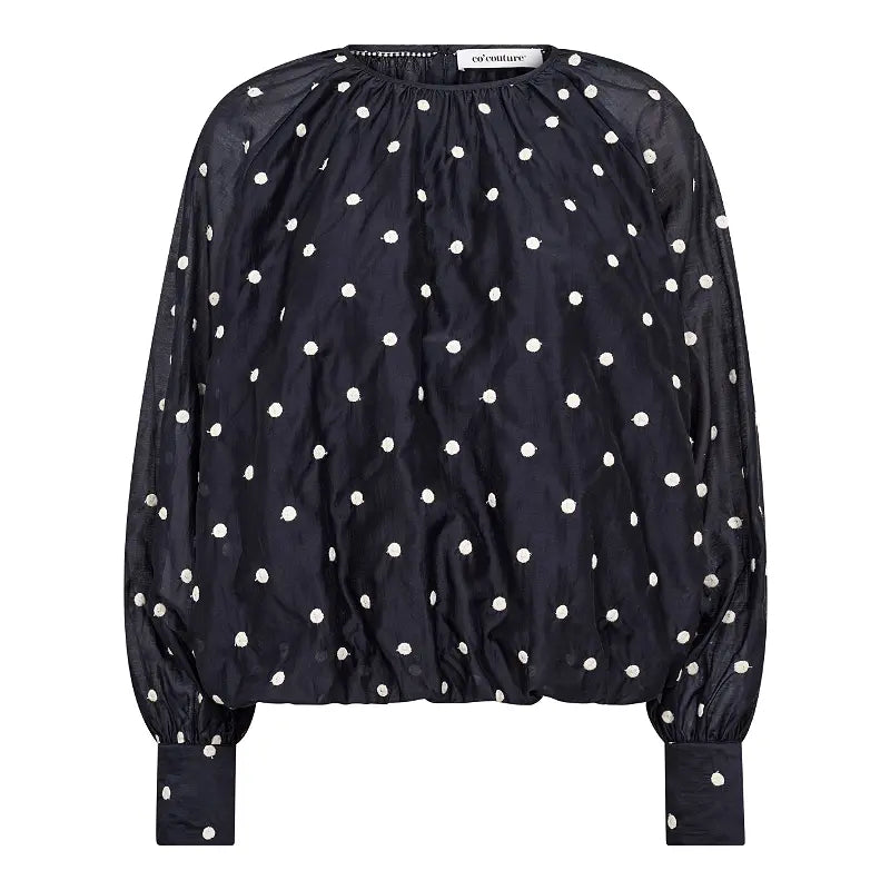 Co´Couture Bluse - DitaCC Dot LS Balloon Bluse i Sort