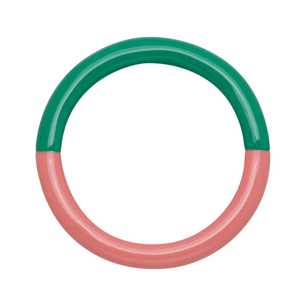 Lulu Copenhagen Ring - Double Color Ring i Light Green - Burnt Coral