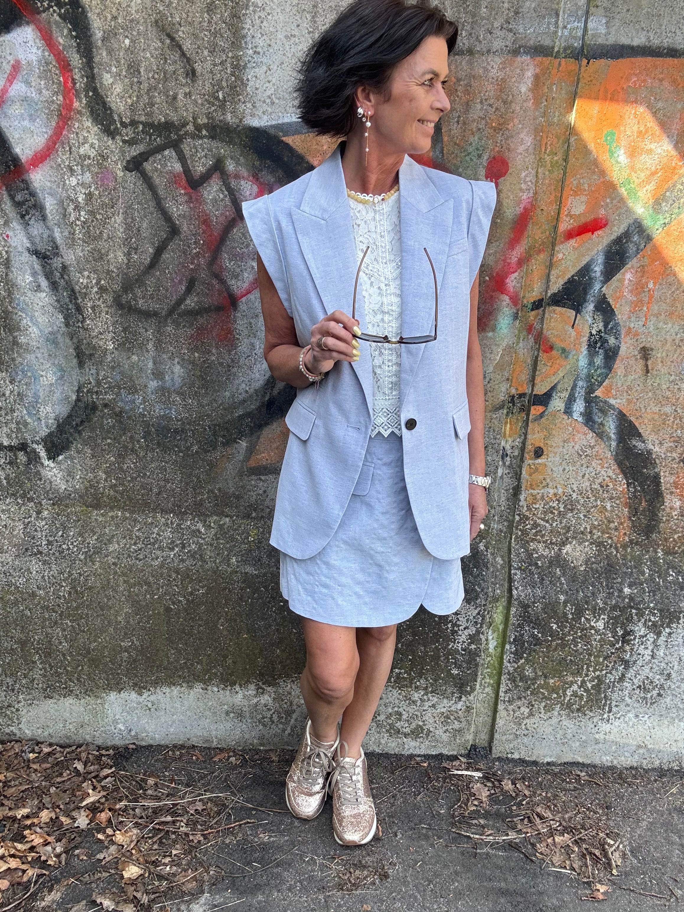 Co´couture Skort - LisaCC Linen Wrap Skort i Light Blue