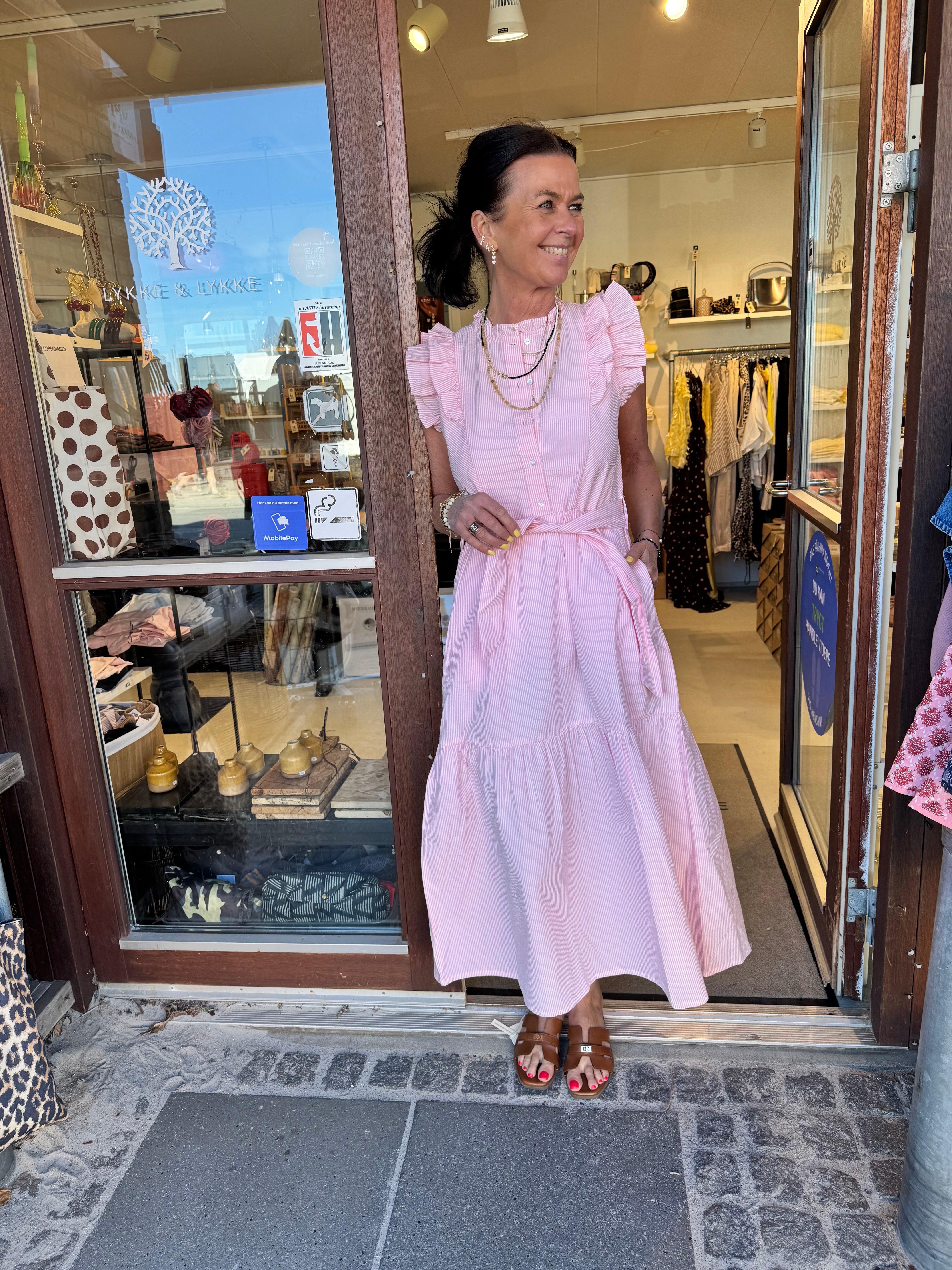 Lollys Laundry Kjole - HarrietLL SL Maxi Kjole i Light Pink Strib
