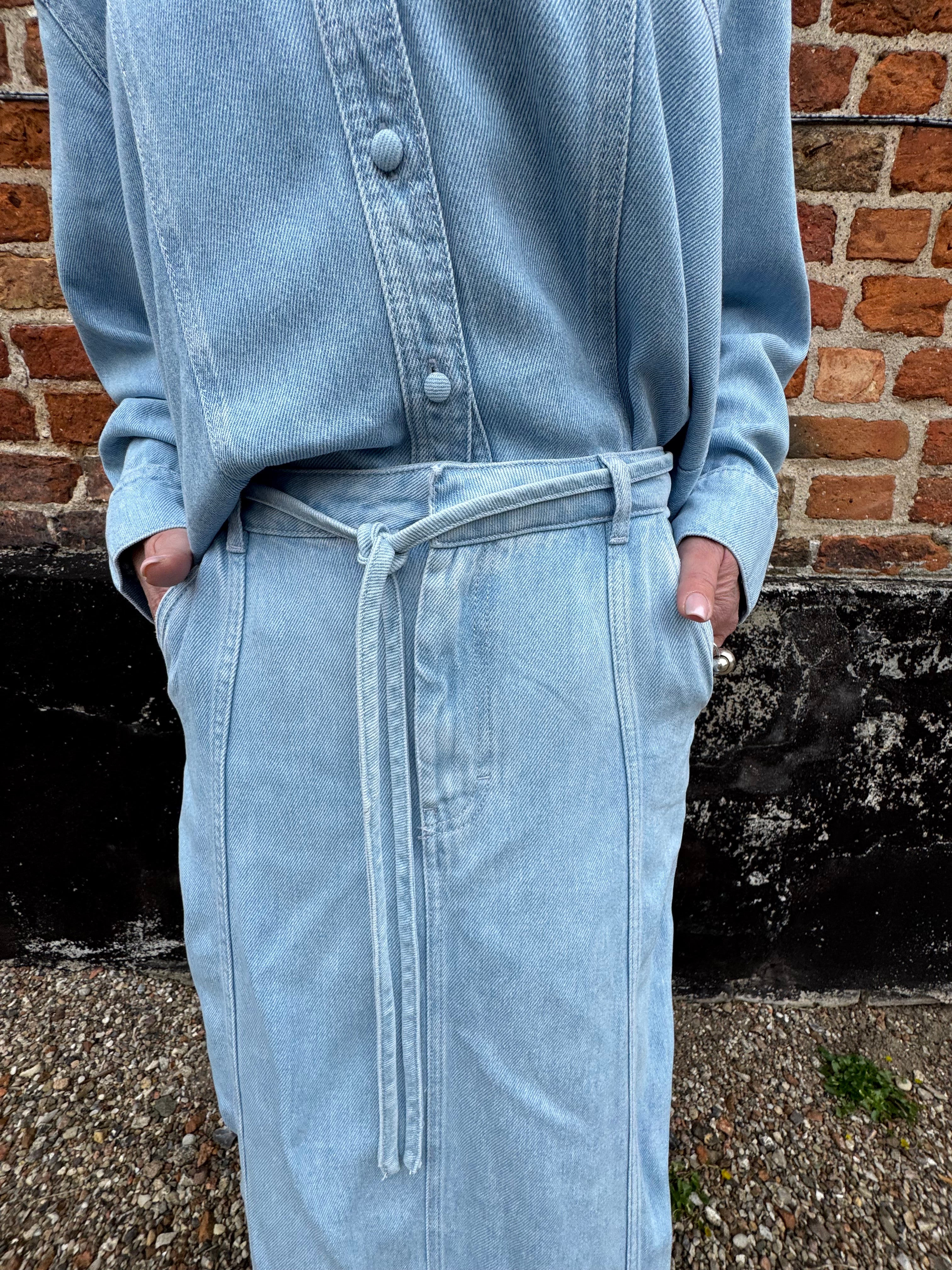 Second Female Nederdel - Irvin Denim Nederdel i Light Blue Denim