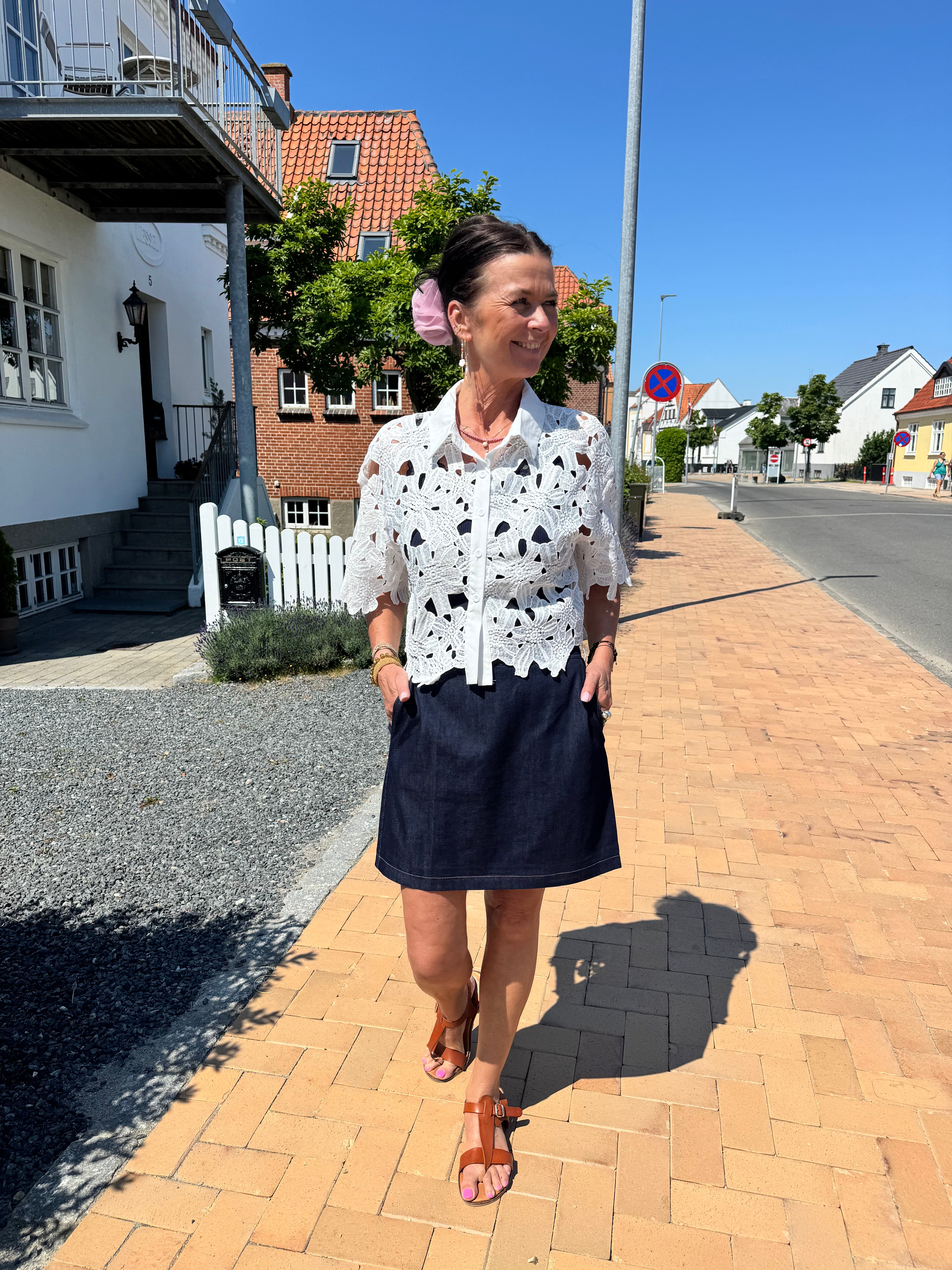 Tim & Simonsen Bluse - Cherry Lace Bluse i Hvid