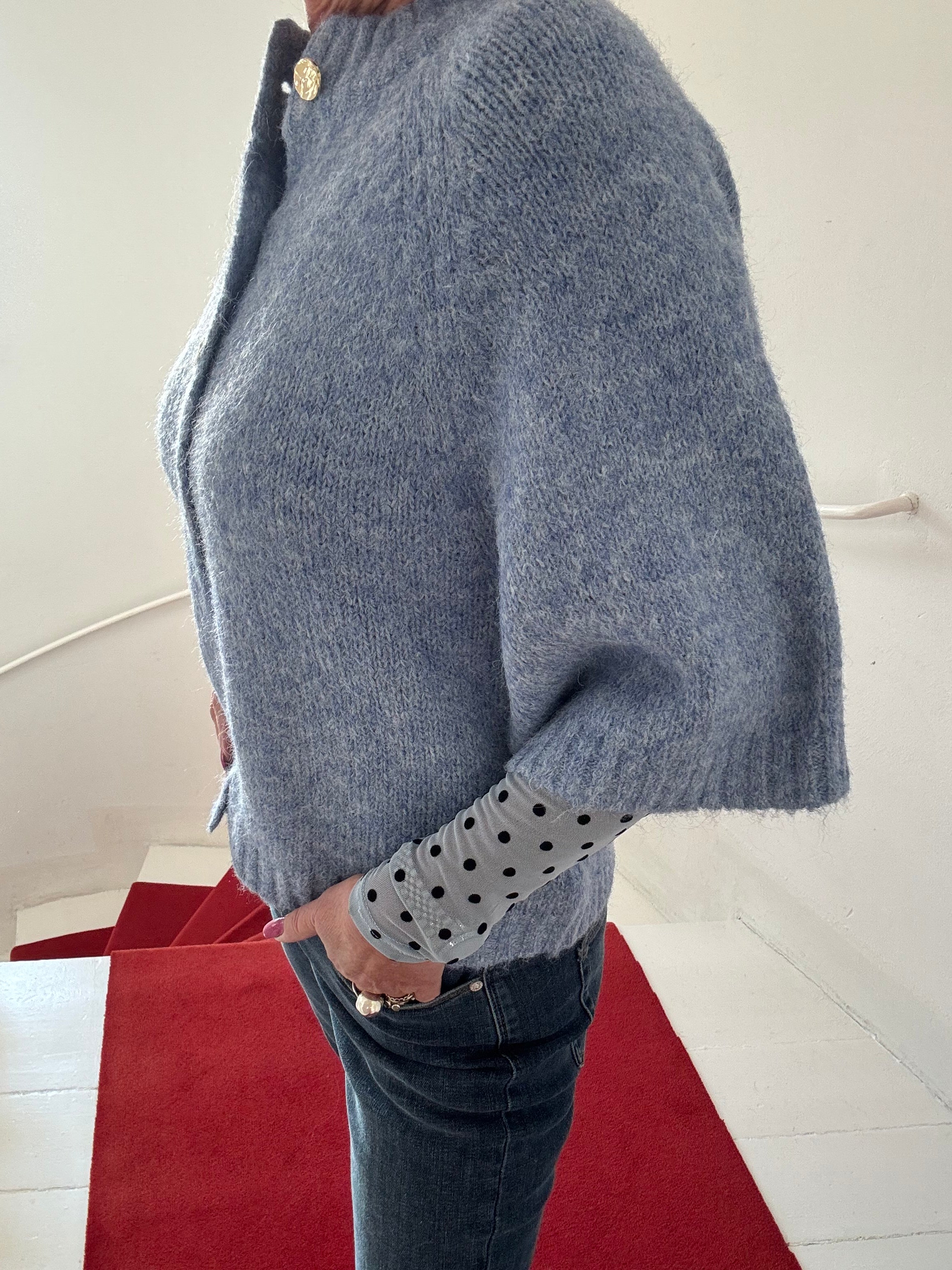 Neo Noir Cardigan - Benuta Strik Cardigan i Dusty Blue