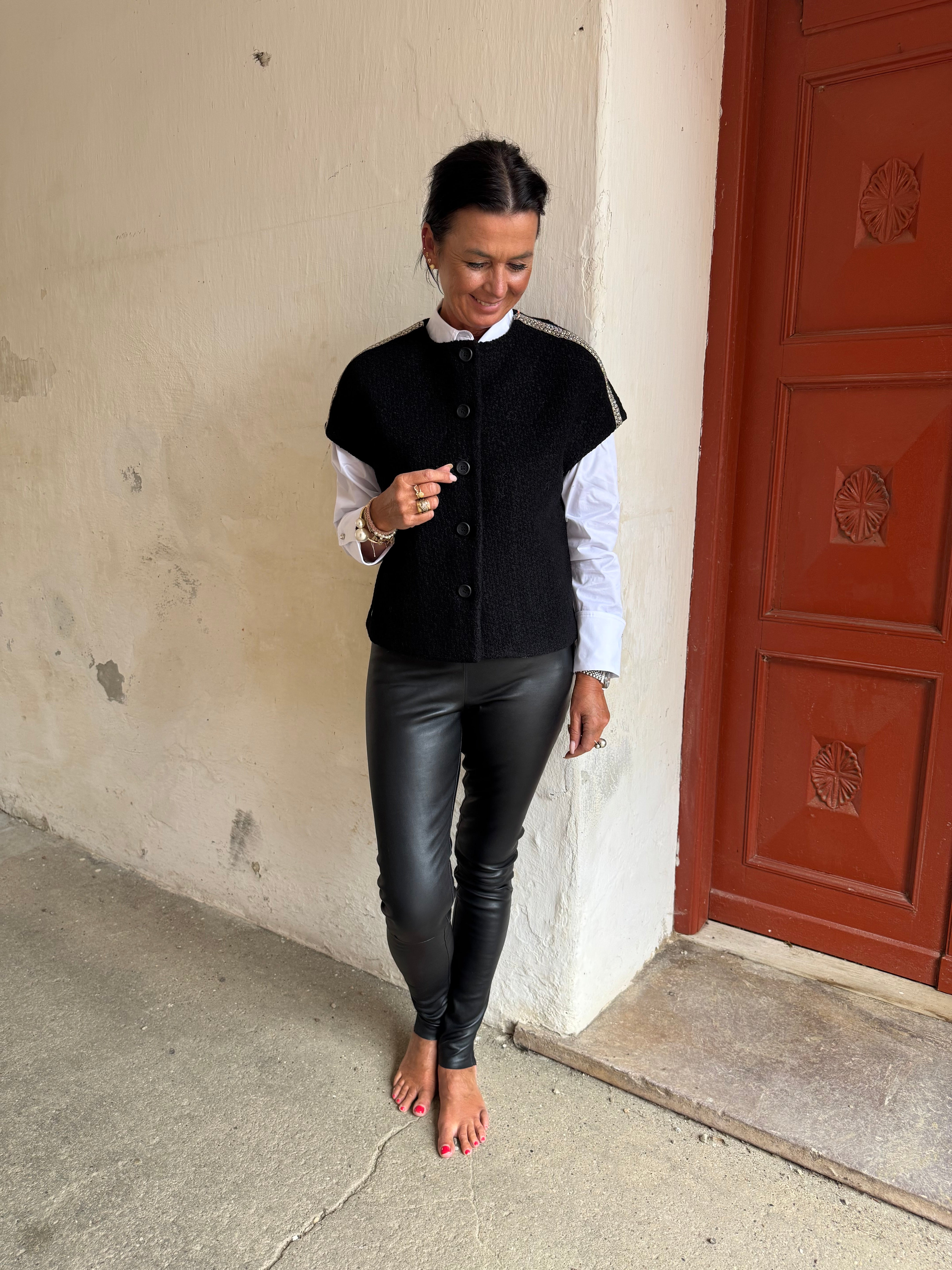 Depeche Bukser - AyaDEP Skind Leggings i Nero Sort