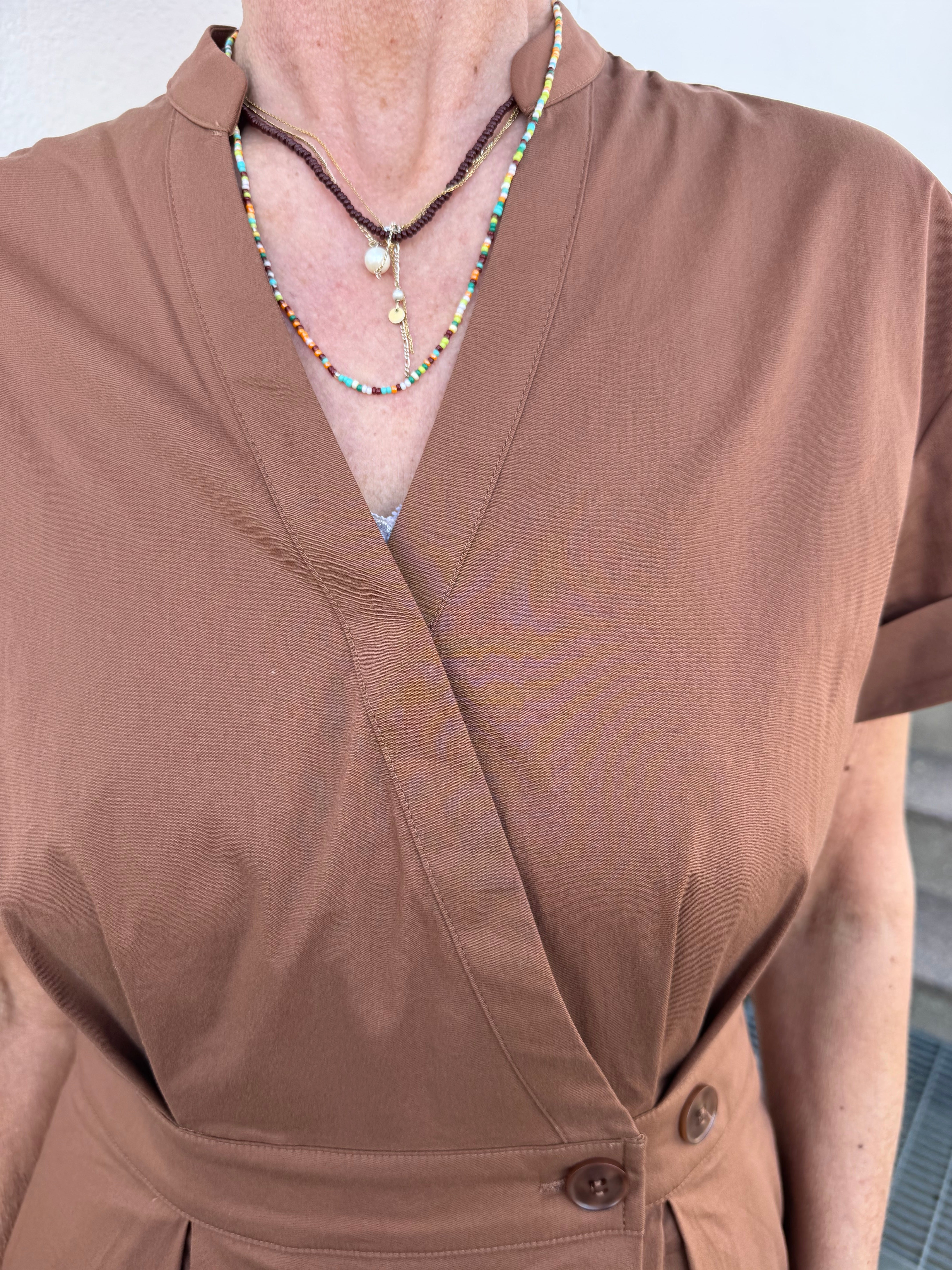 Co´Couture Kjole - Elara Wrap SS Kjole i Suntan Brun