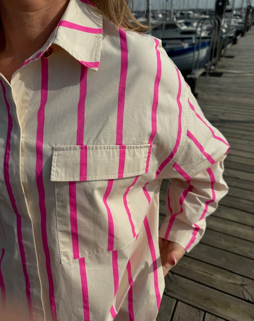 CRÁS Skjorte - Flaxcras Skjorte i Pink Stripe