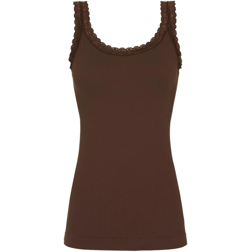 Tim & Simonsen Top - Frida Rib Top i Cioccolate