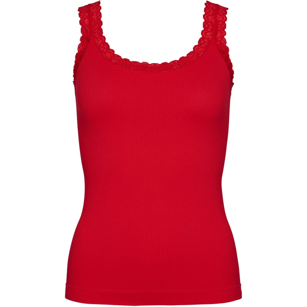 Tim & Simonsen Top - Frida Rib Top i Rosso Rød