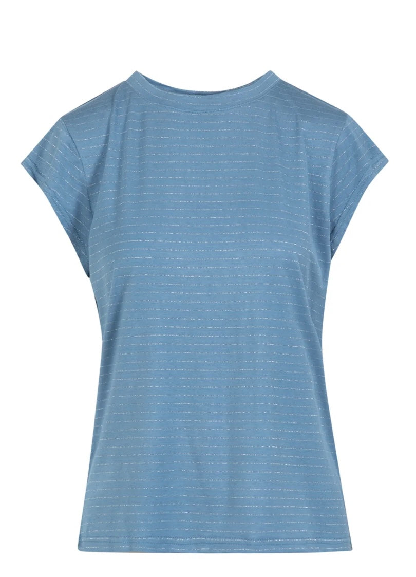 Coster Copenhagen T-shirt - CC-Heart Sparkle T-shirt i Mid Blue Lurex