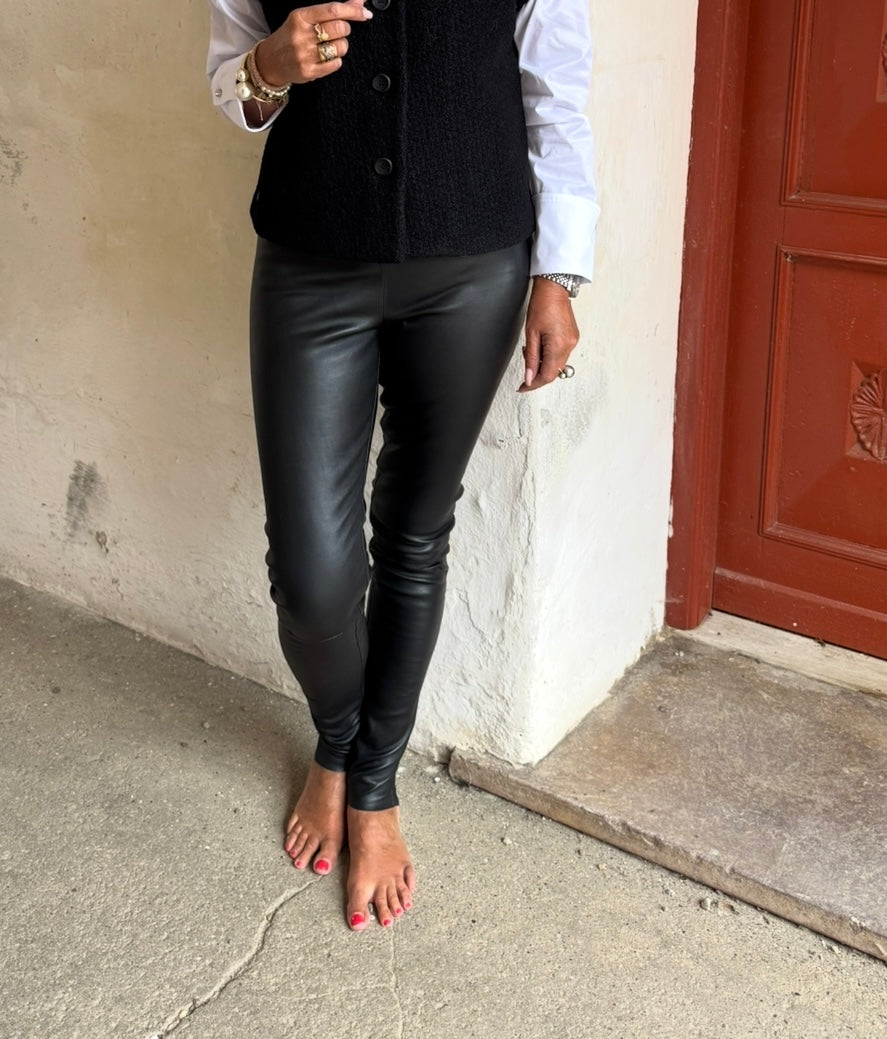 Depeche Bukser - AyaDEP Skind Leggings i Nero Sort