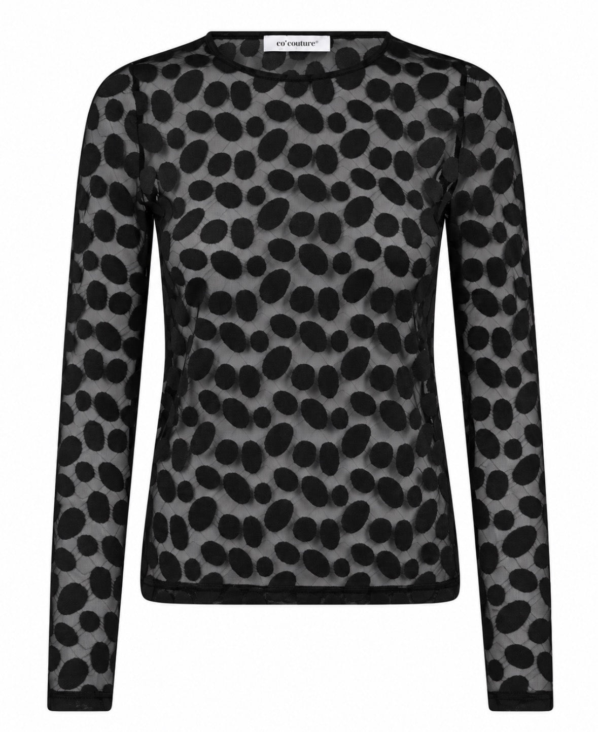 Co´couture Bluse - PenolaCC O-Hals Mesh Bluse i sort