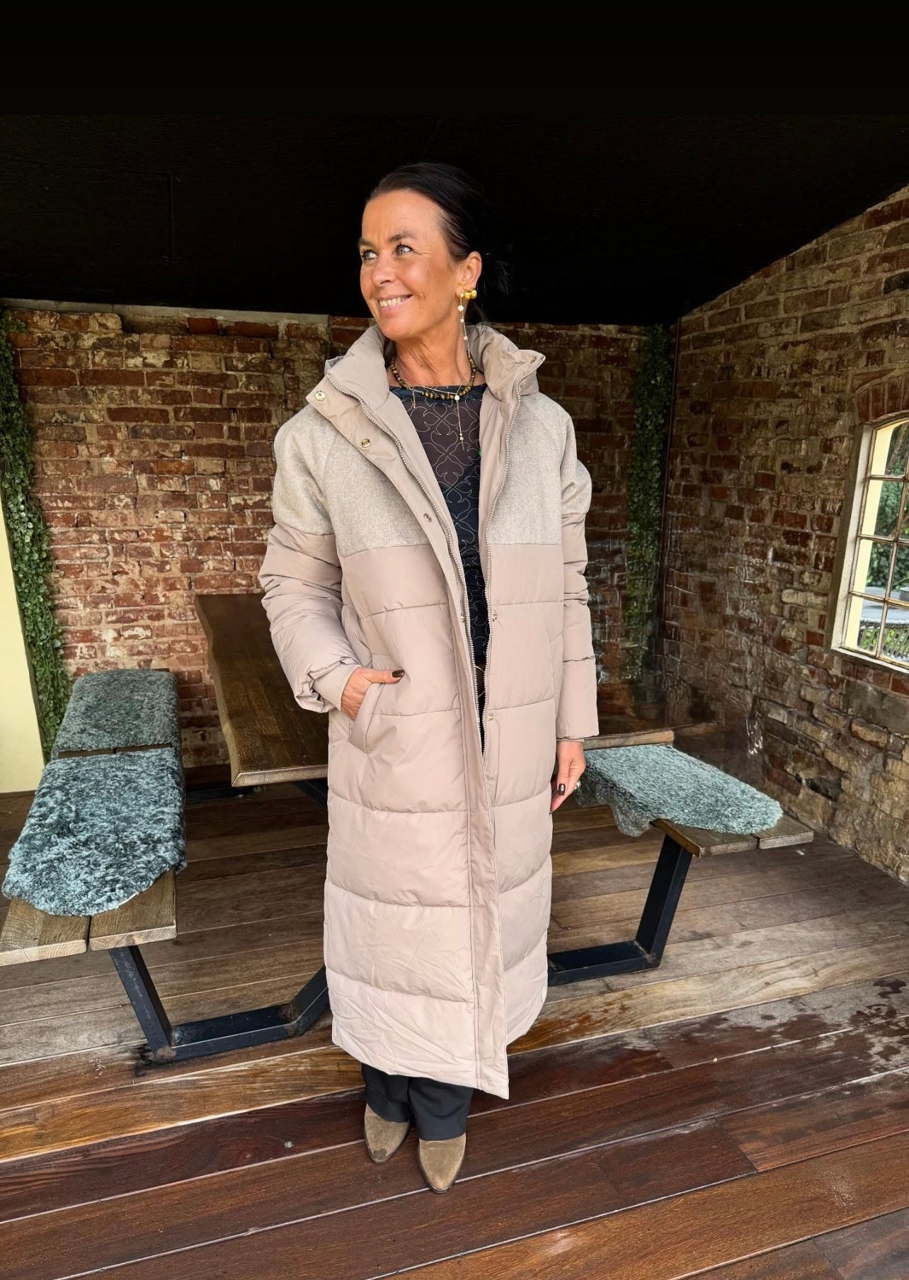 Nümph Jakke - NuWillow Lang Jakke i Taupe Grey