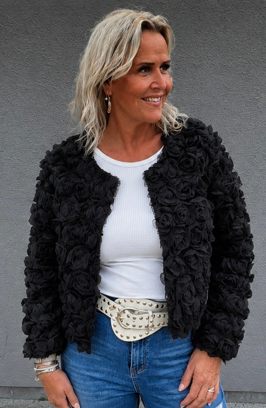 Tim & Simonsen Jakke - Evana Flower Jakke i Sort