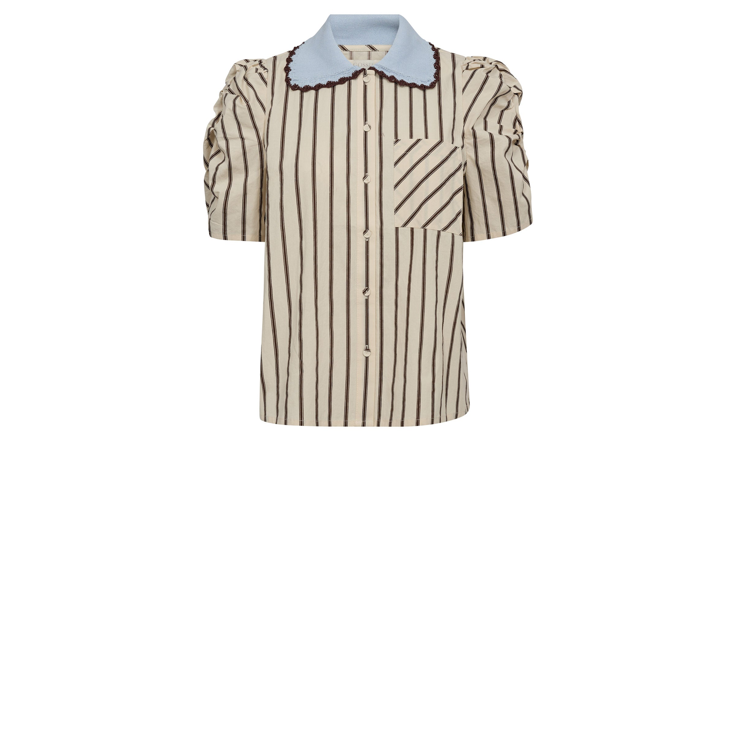 Gossia Bluse - MulleGO Jo Bluse i Off-White Off-Brown Stripes