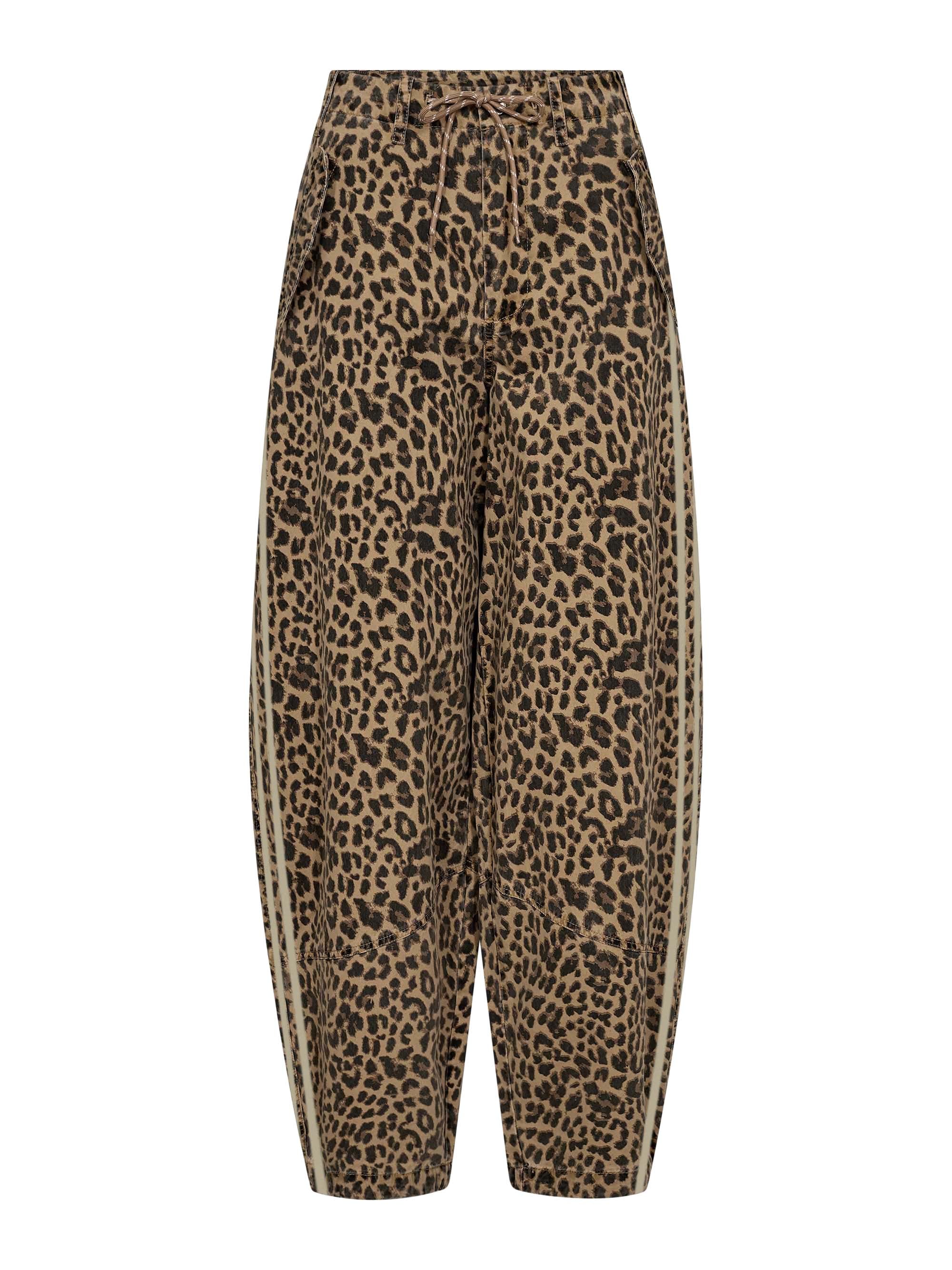 Gossia Bukser - JulietteGO Cargo Bukser i Leopard Print-Cream Stripe