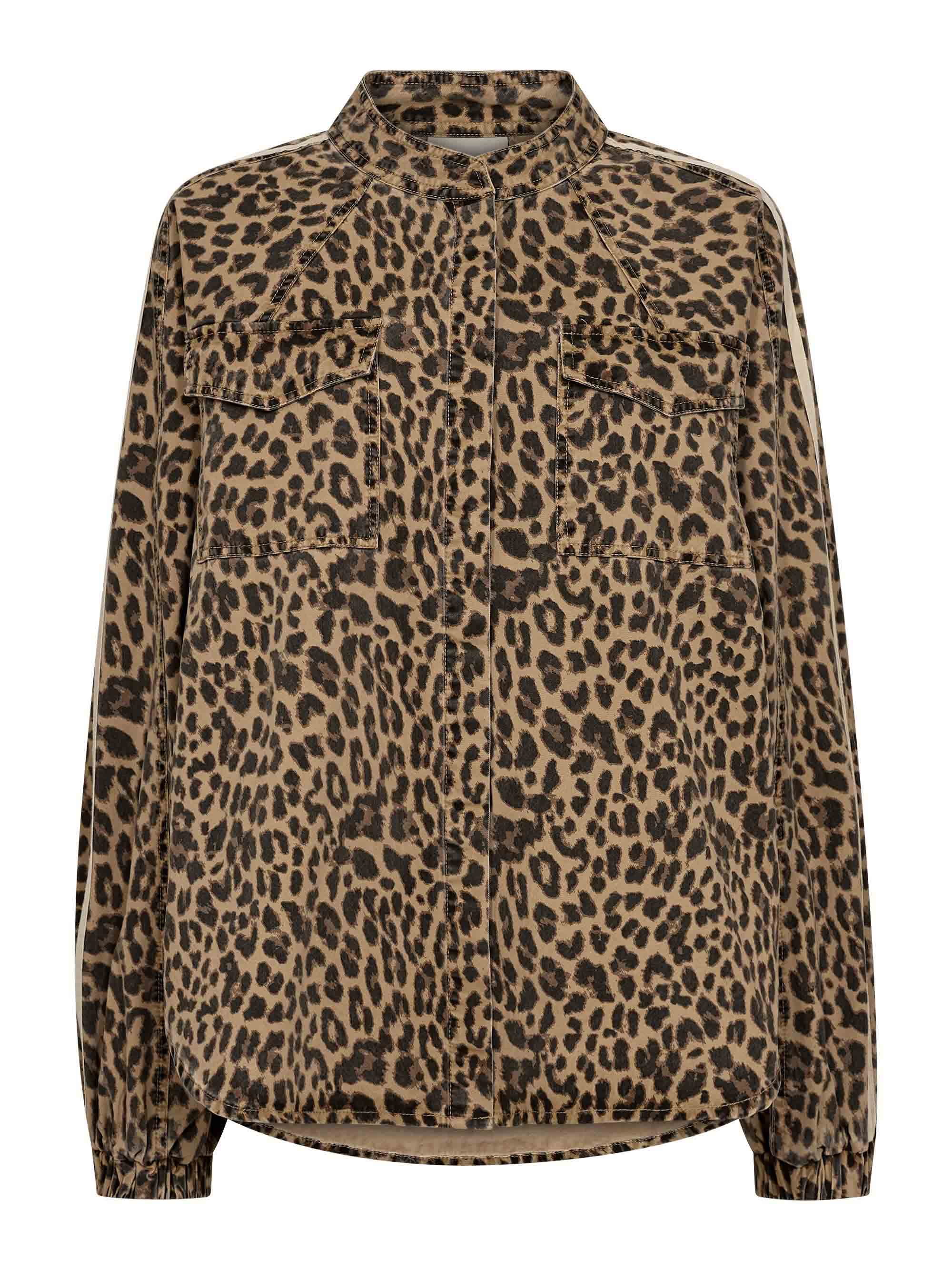 Gossia Jakke - BasmaGO Jull Jakke i Leopard Print-Creme Stripe