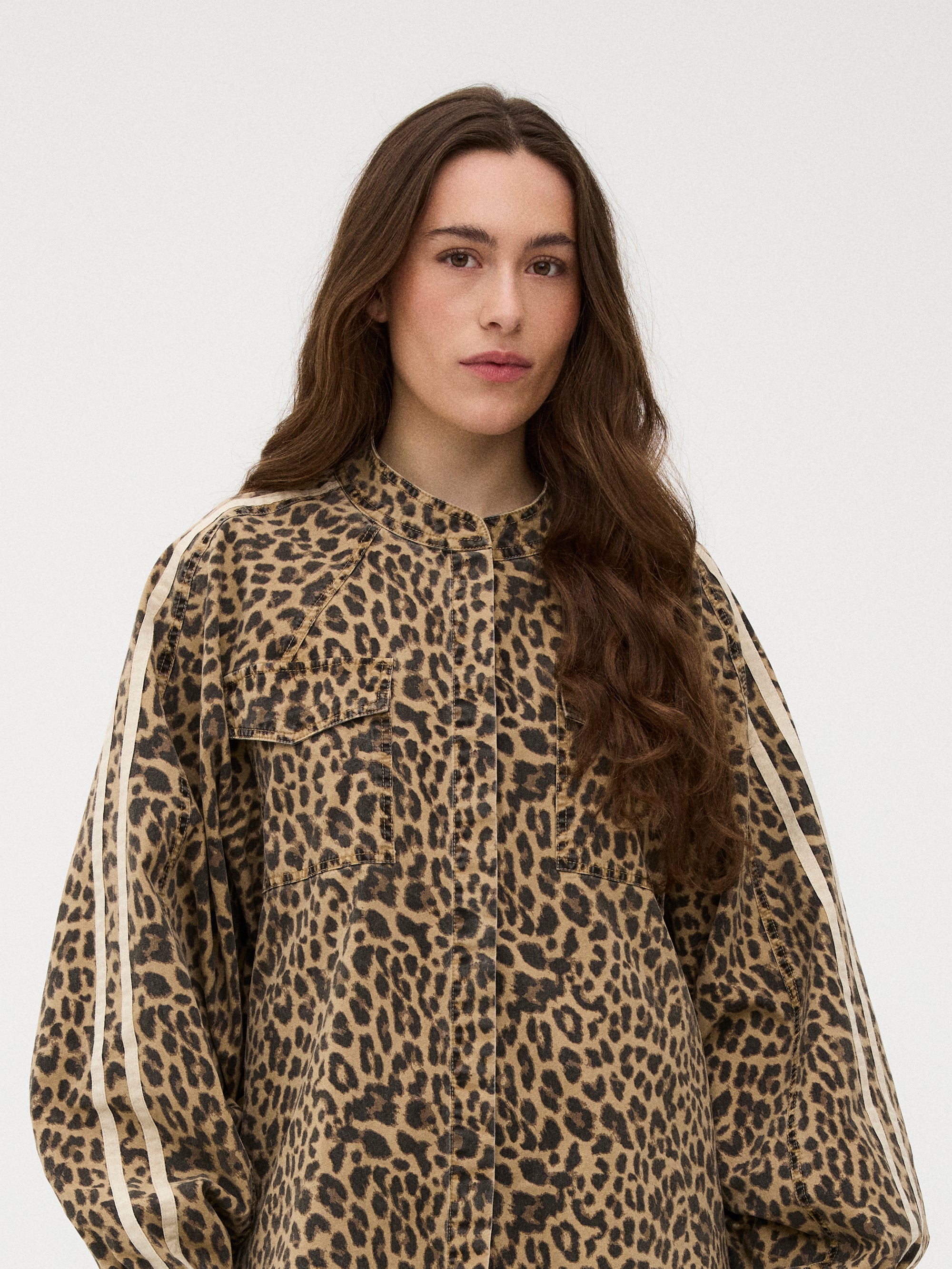 Gossia Jakke - BasmaGO Jull Jakke i Leopard Print-Creme Stripe