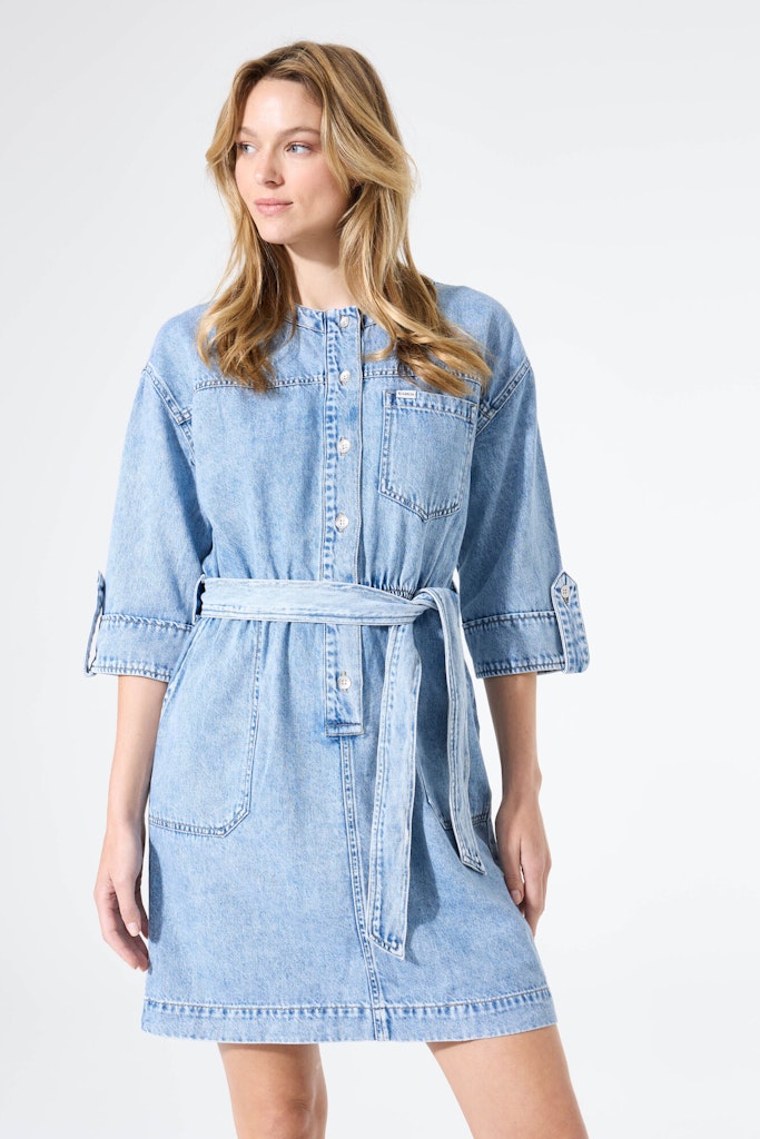 Garcia Kjole - 260282 Kort Denim Kjole i Light Used Denim